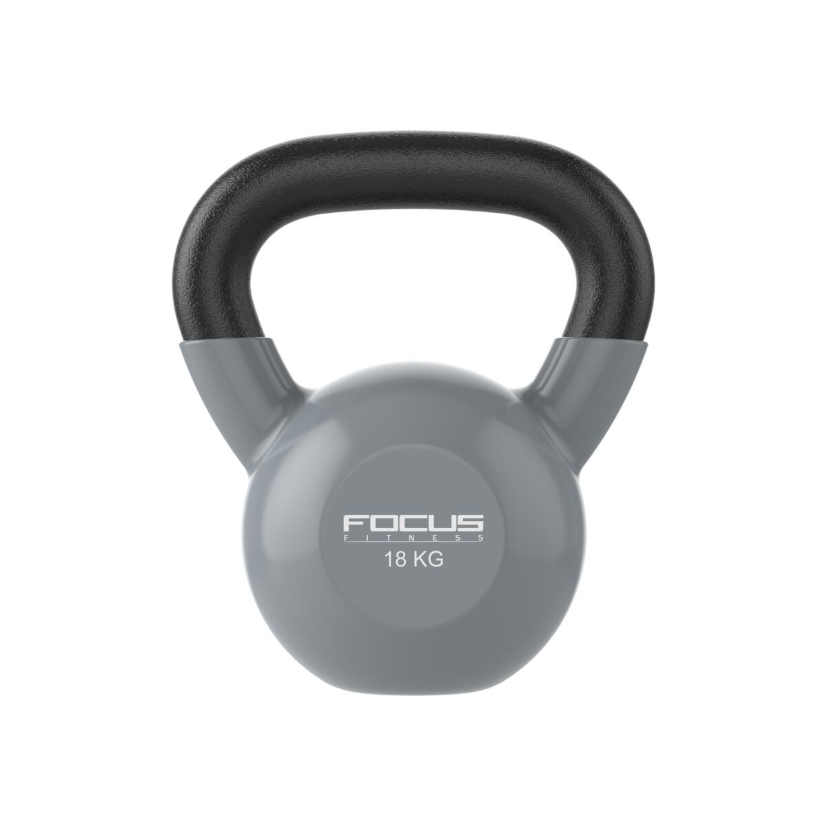 FOCUS FITNESS Kettlebell Vinyl - 18 kg - Grau
