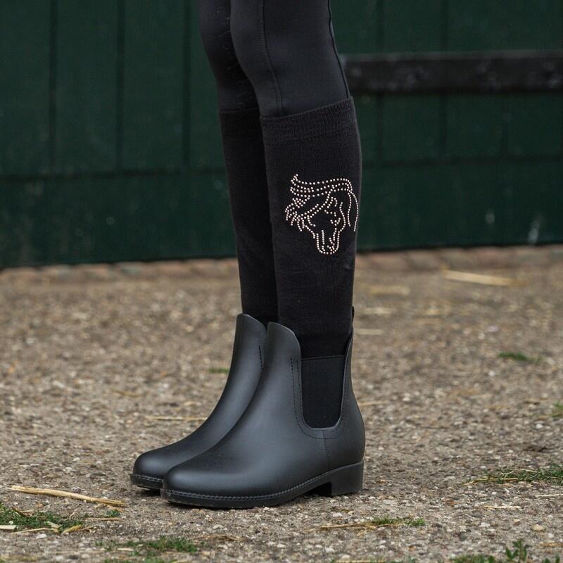 Chaussettes d'équitation Crystal - Noir Rose