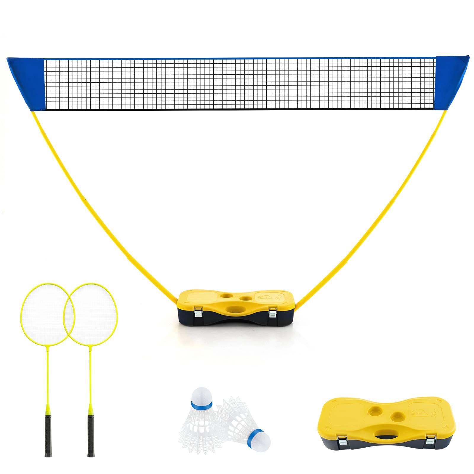 All-In-One Portable Badminton Net Set with Storage Base