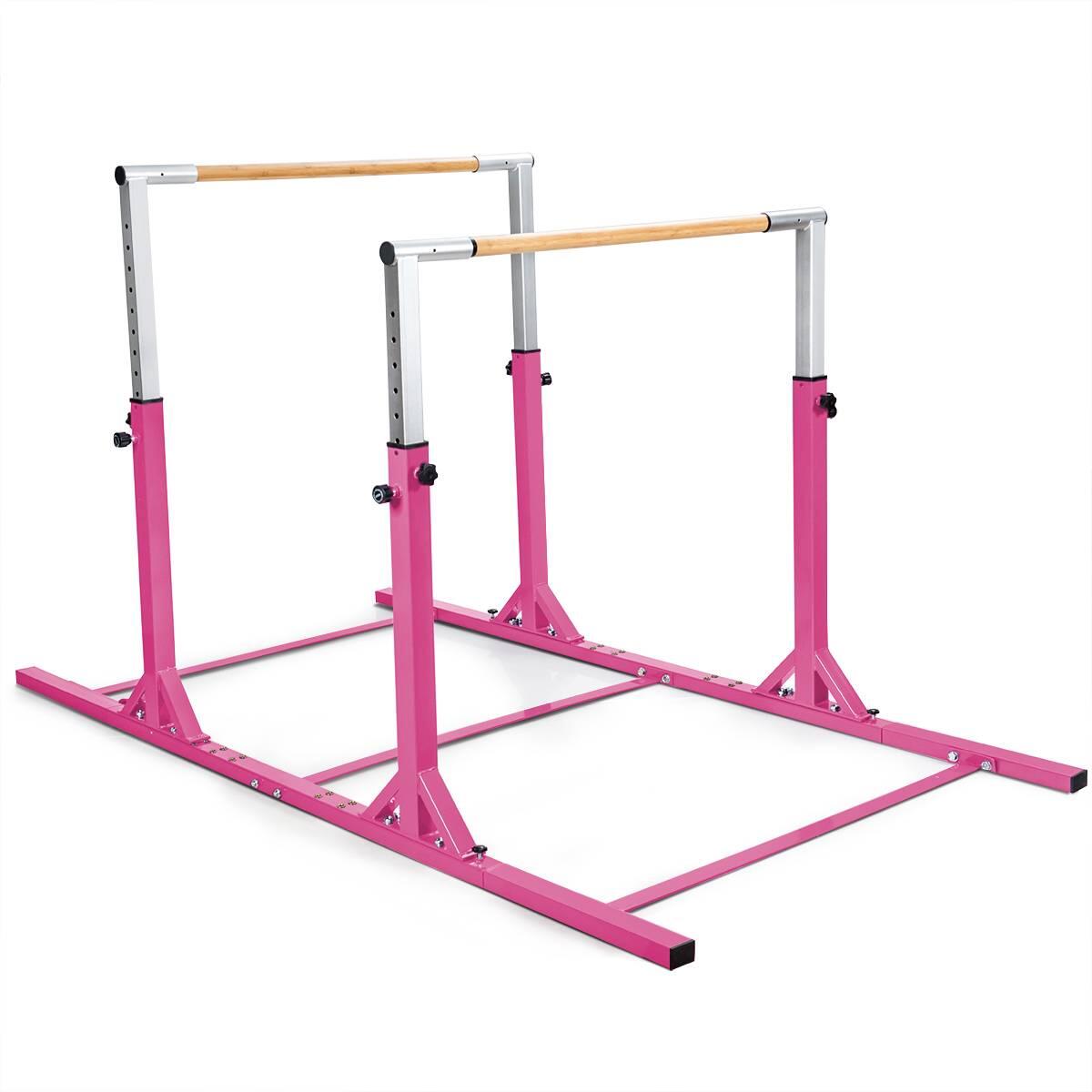 Double Gymnastics Horizontal Bar with Adjustable Width and 11-Level Heights