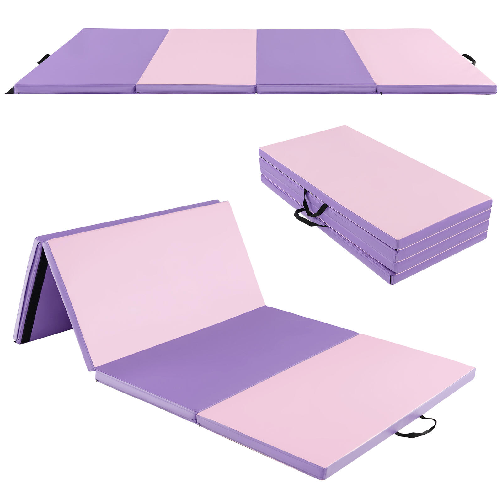 Tumbling Mat with Carry Handles and Sweatproof Detachable PU Leather Cover