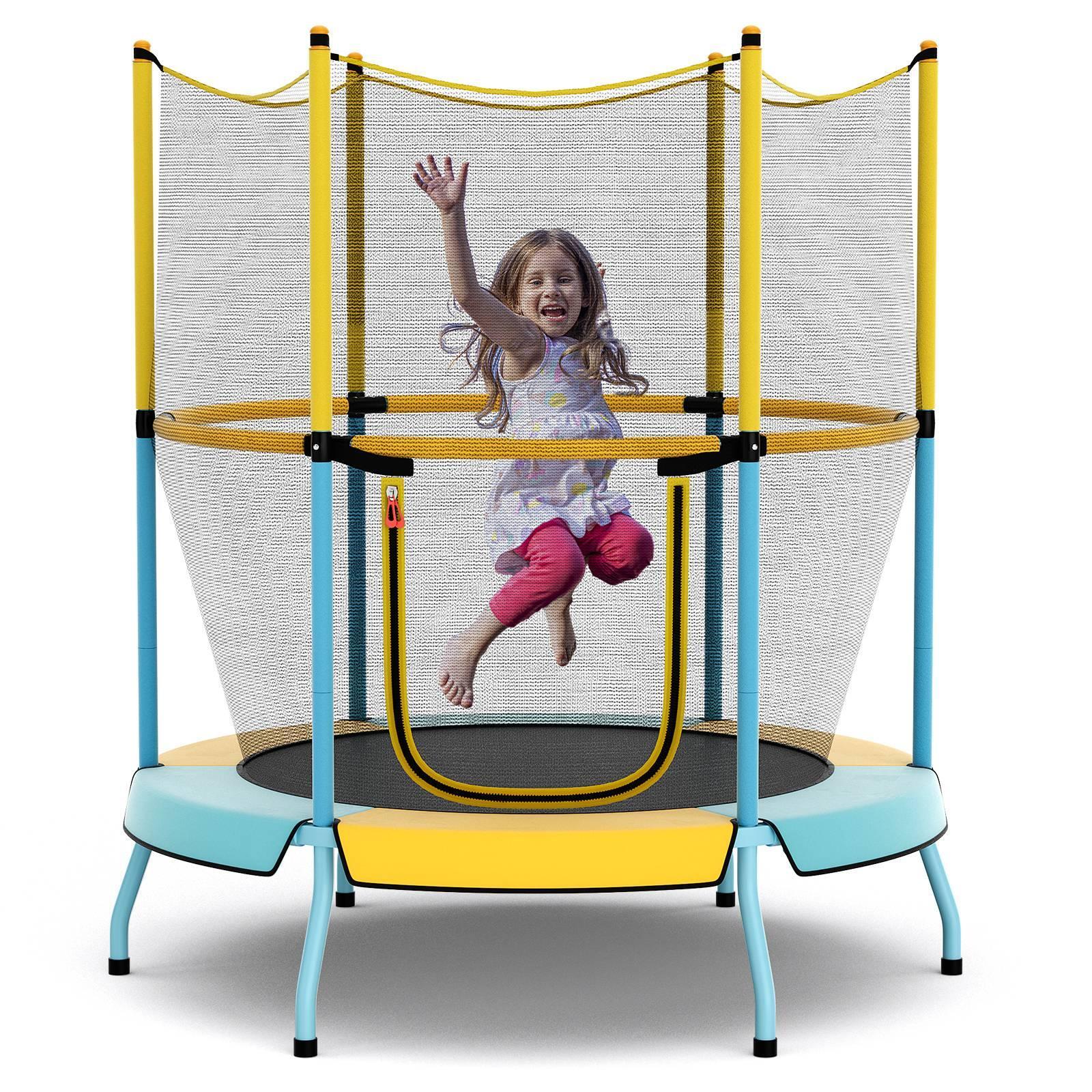48 Inch Trampoline for Kids with Safety Enclosure Net and Curved Metal Legs