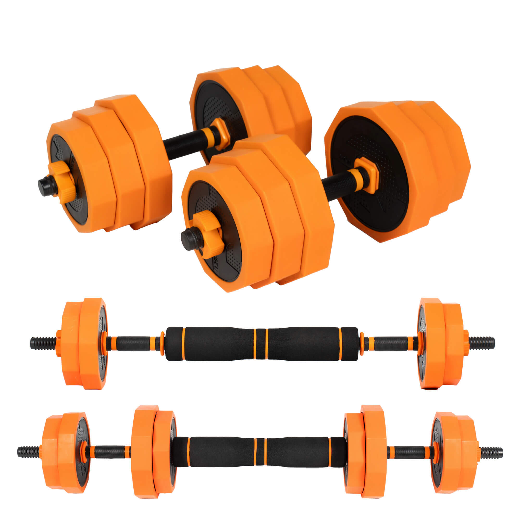 OZIO FITNESS Kit Mancuernas Ajustables 40 kg 2 en 1 Pesos Poligonales Fitness