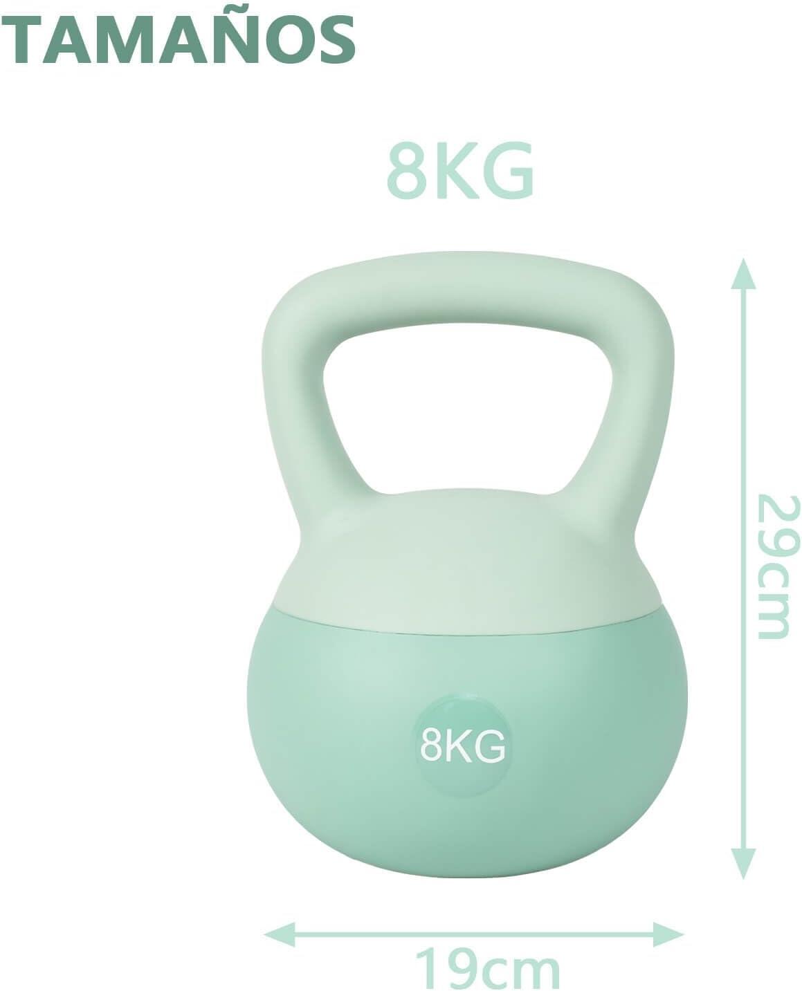 Kettlebell Pesa Rusa PVC Suave Elástico 8 kg Verde Fitness 2/3