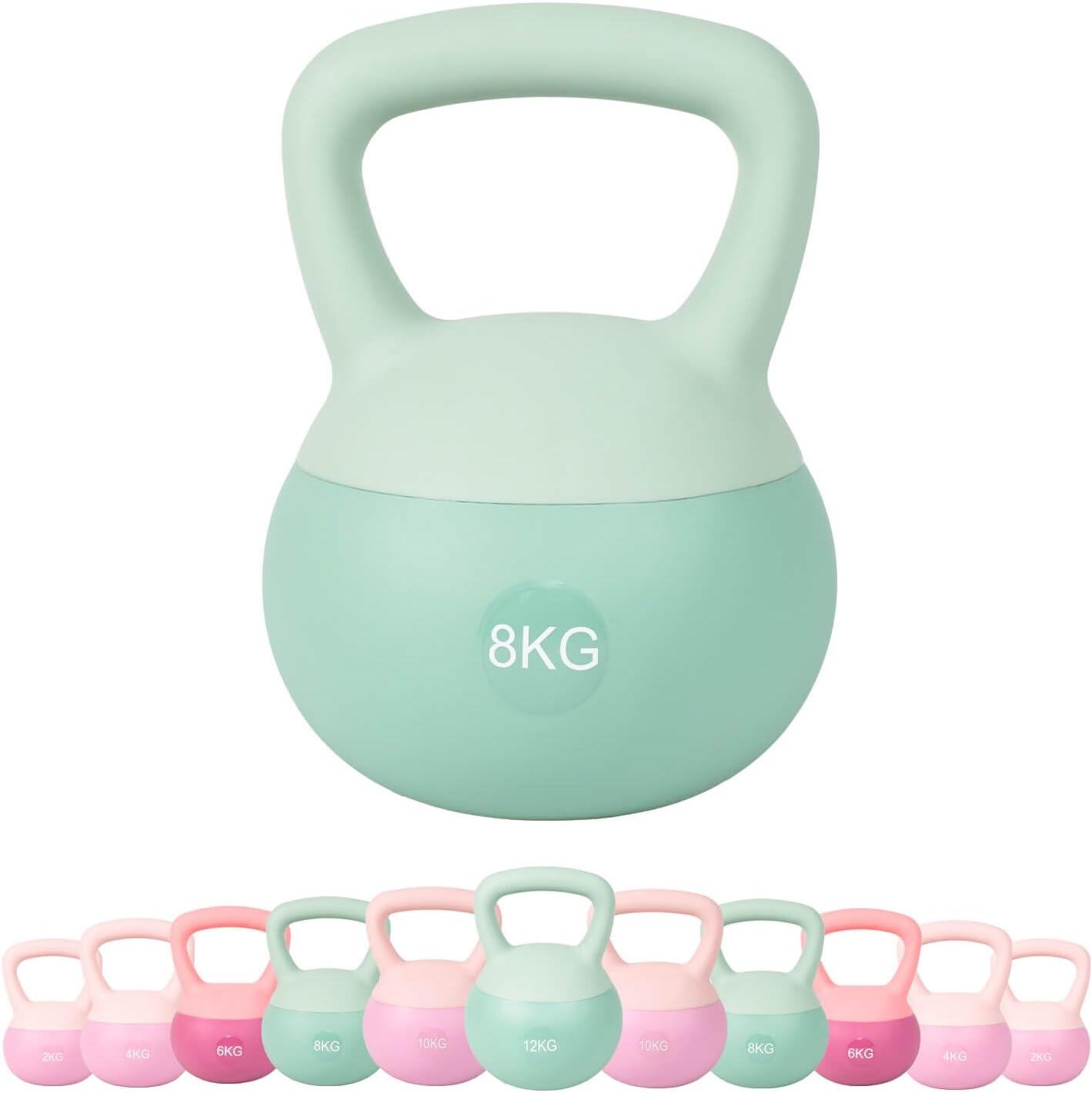Kettlebell Pesa Rusa PVC Suave Elástico 8 kg Verde Fitness 3/3