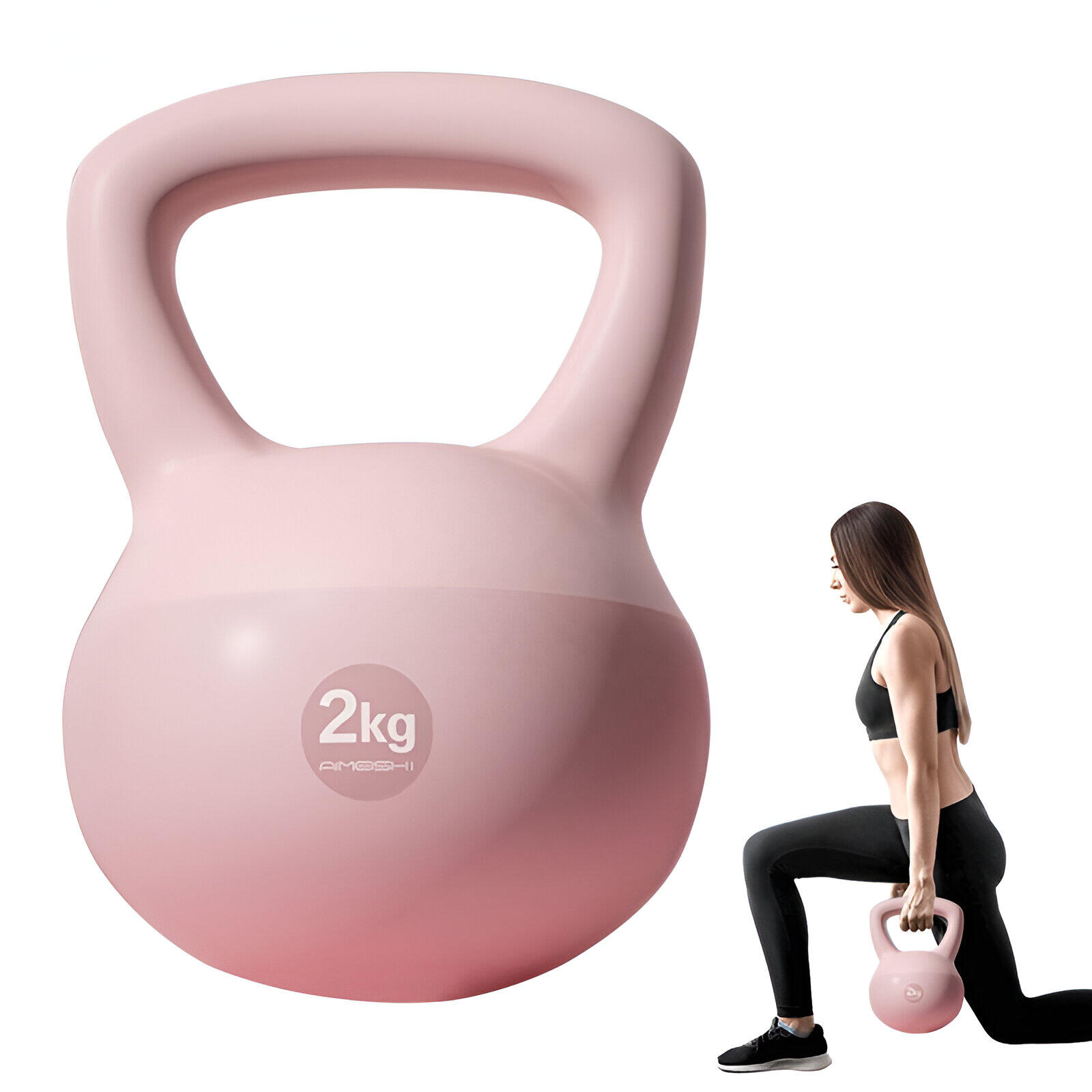 Kettlebell Pesa Rusa PVC Suave Elástico 2 kg Rosa Fitness 2/3