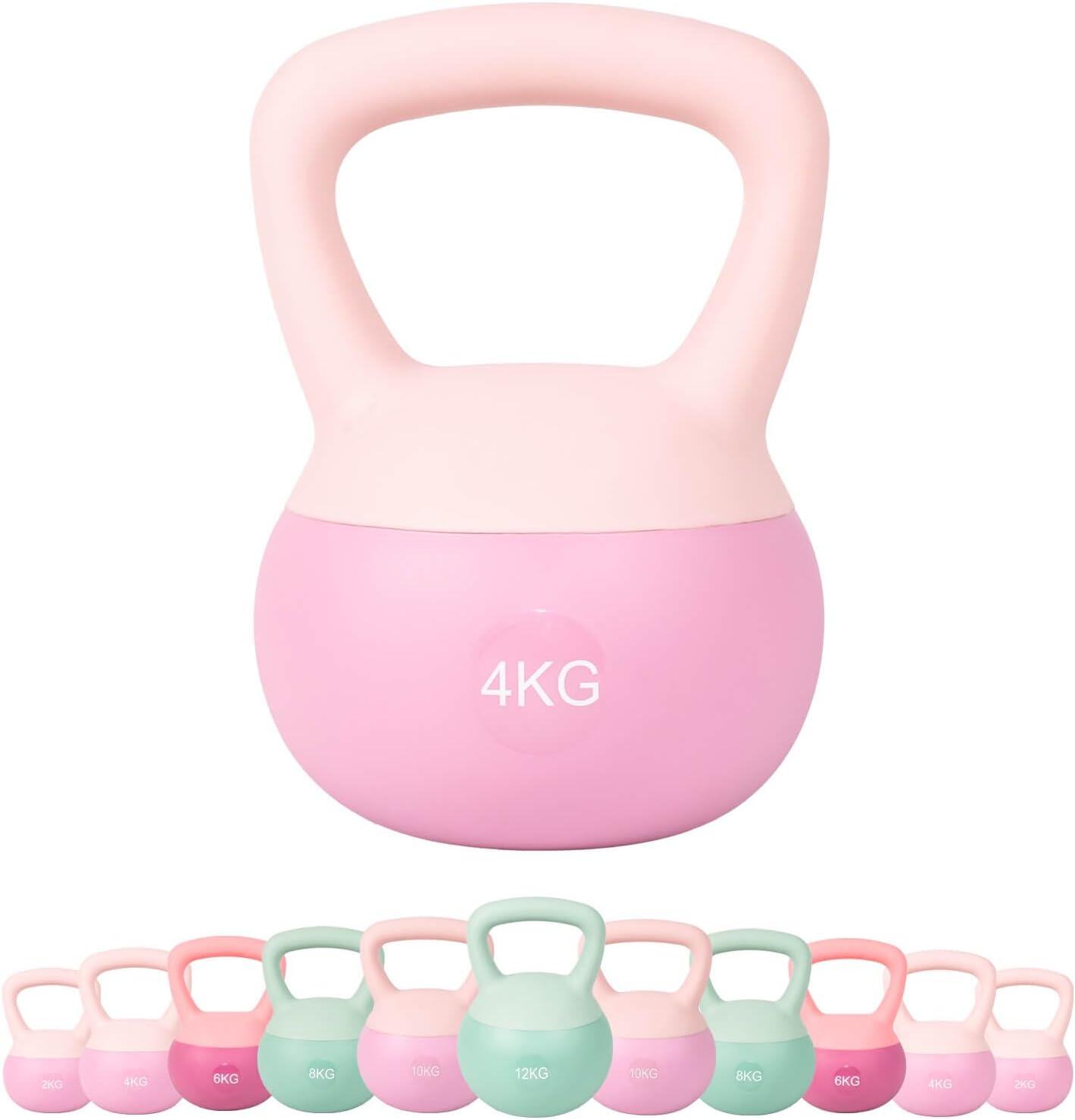 Kettlebell Pesa Rusa PVC Suave Elástico 4 kg Rosa Fitness 2/3
