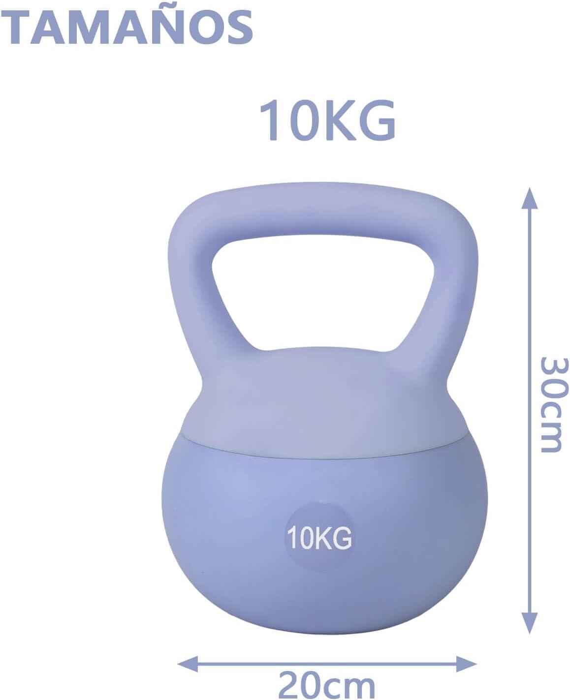 Kettlebell Pesa Rusa PVC Suave Elástico 10 kg Azul Fitness 2/3