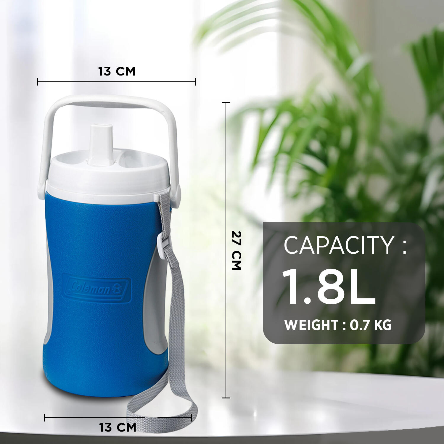 Coleman Performance Cooler 1.8L, Insulated Bottle Thermos, Refrigerating Water Dispenser, Ice Bucket for Drinks