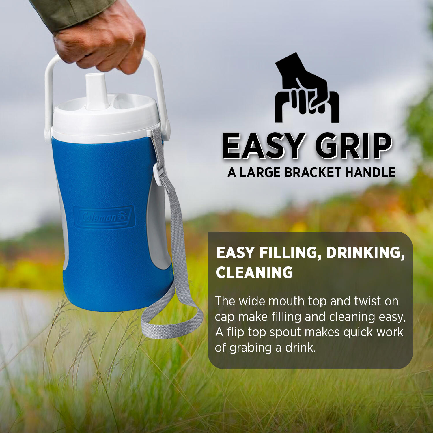 Coleman Performance Cooler 1.8L, Insulated Bottle Thermos, Refrigerating Water Dispenser, Ice Bucket for Drinks