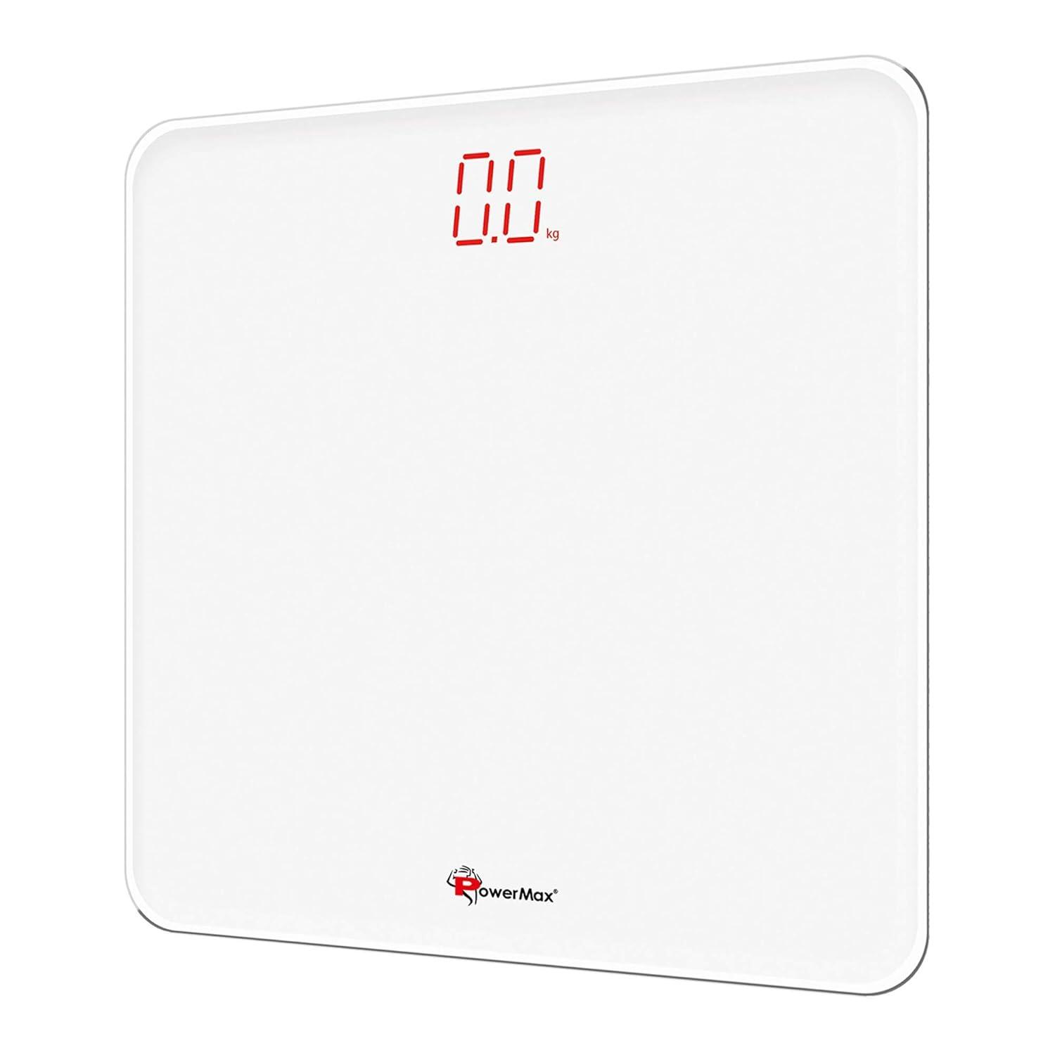 PowerMax Fitness® Digital Weight Machine for Human Body - Bathroom Scale with Step-on-Technology & Sharp LED Display, 180Kg Huma