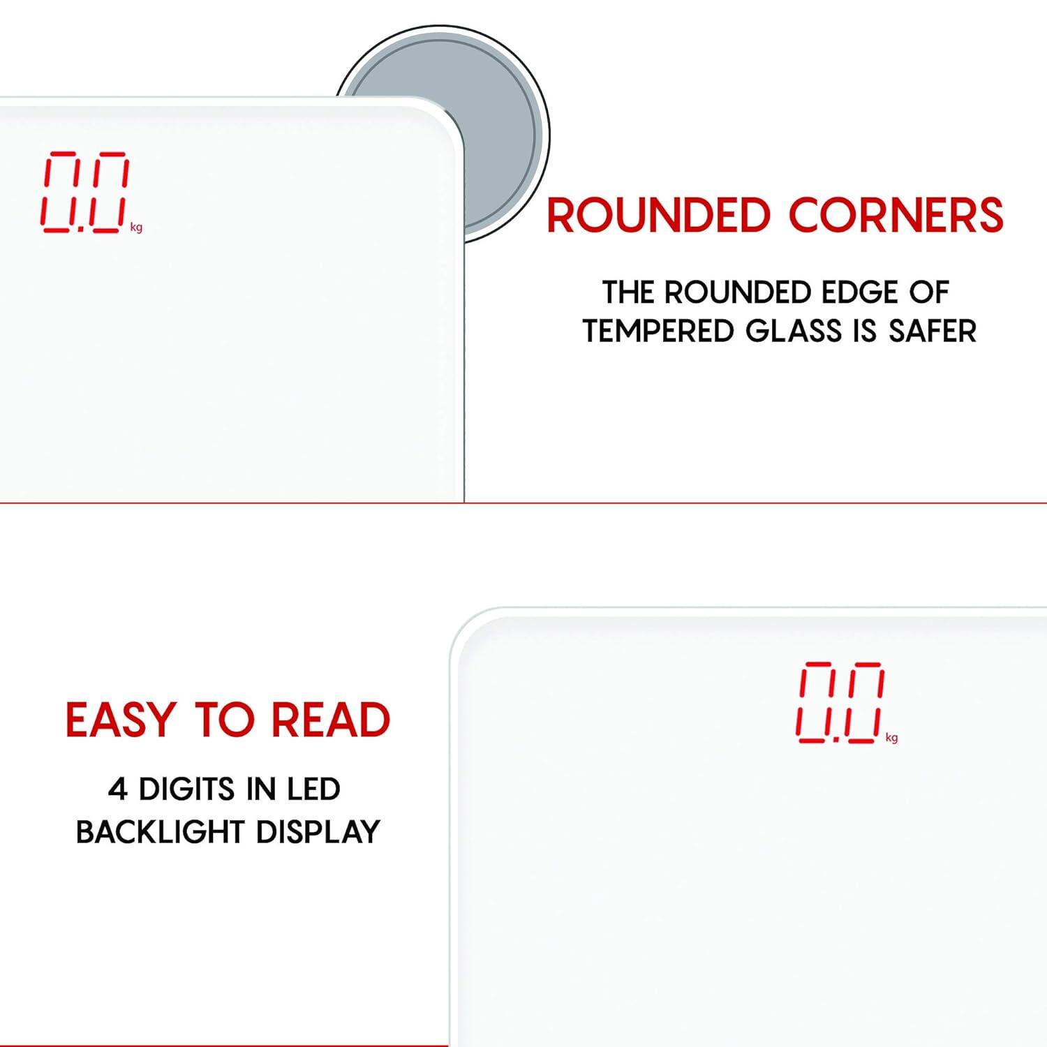 PowerMax Fitness® Digital Weight Machine for Human Body - Bathroom Scale with Step-on-Technology & Sharp LED Display, 180Kg Huma