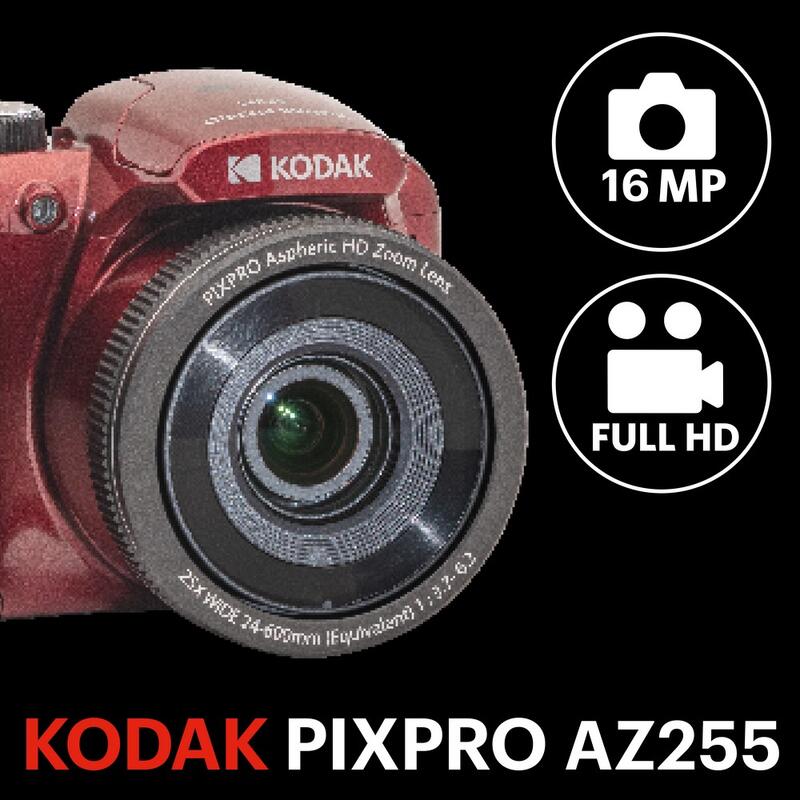 Kodak Pixpro AZ255 camera, 16 MP, 25x zoom, HD 1080p - rood