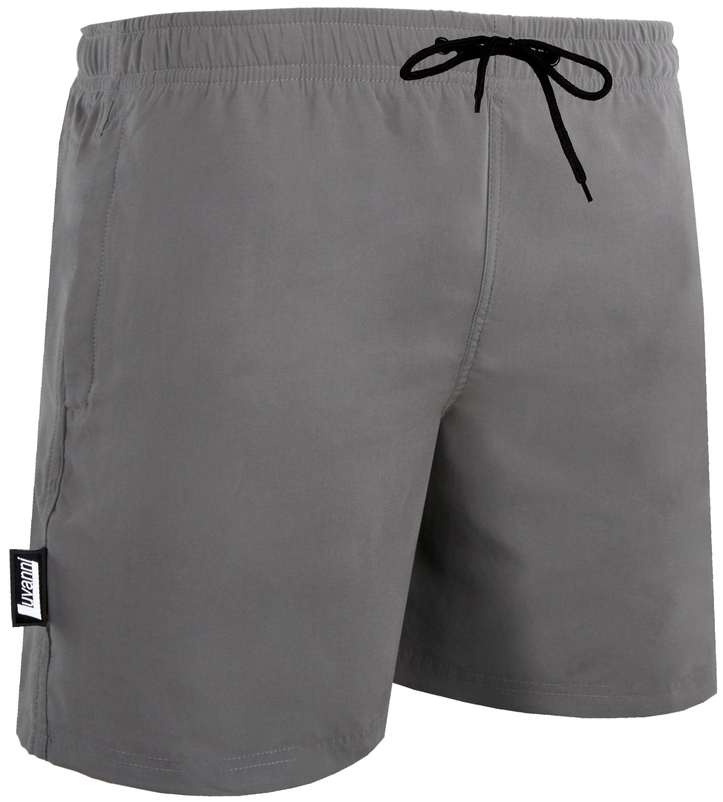 Herren Badehose Style 5 Boardshorts recyceltes Material Kordelzug Uni Grau 3/6