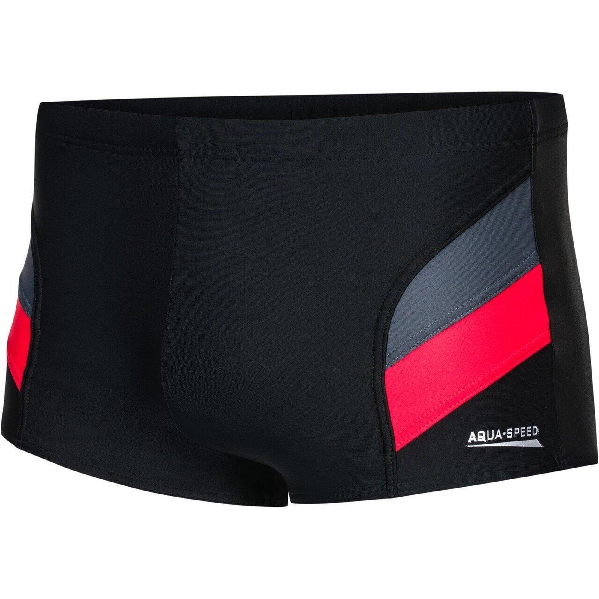 Aqua Speed - Slipy Shorty Natation - Aron Noir Homme - Boxer De Bain - Gris|noir|rouge - M - Decathlon