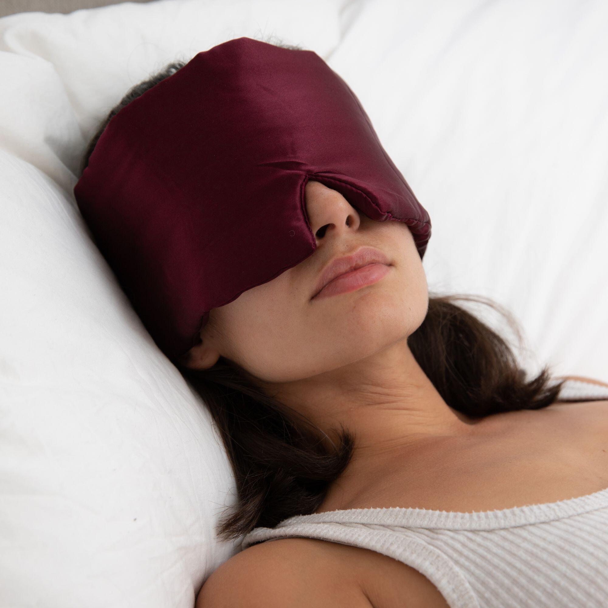 VIVIDA LIFESTYLE Luxury Unisex Silk Blackout Sleep Eye Mask - Burgundy Berry