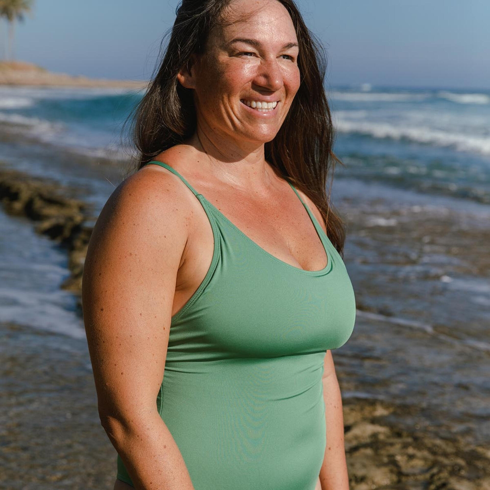 Womens Recycled Onepiece Swimsuit Shale Green VIVIDA