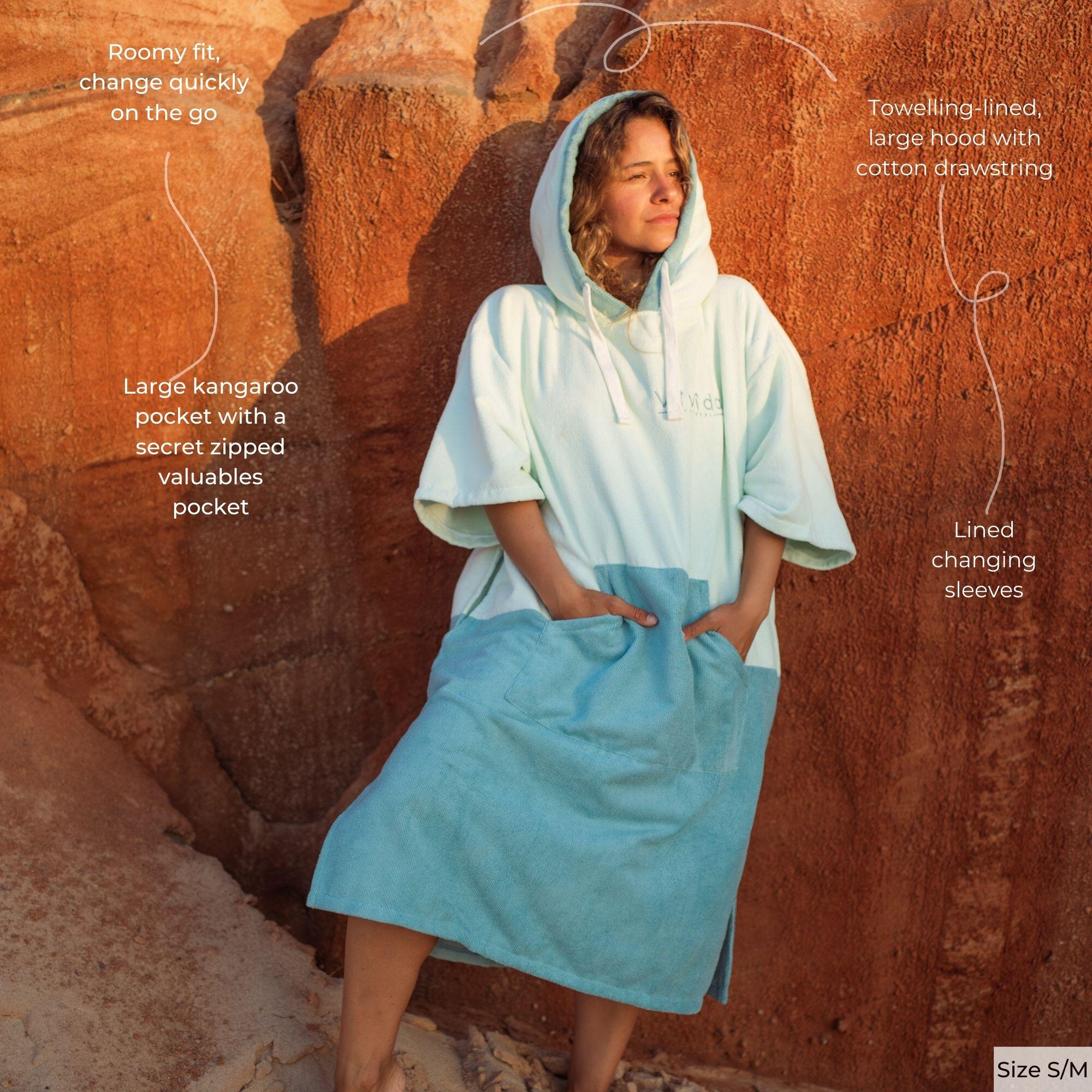 Original Unisex Towel Changing Poncho Robe - Seafoam Green / Turquoise Teal 4/9