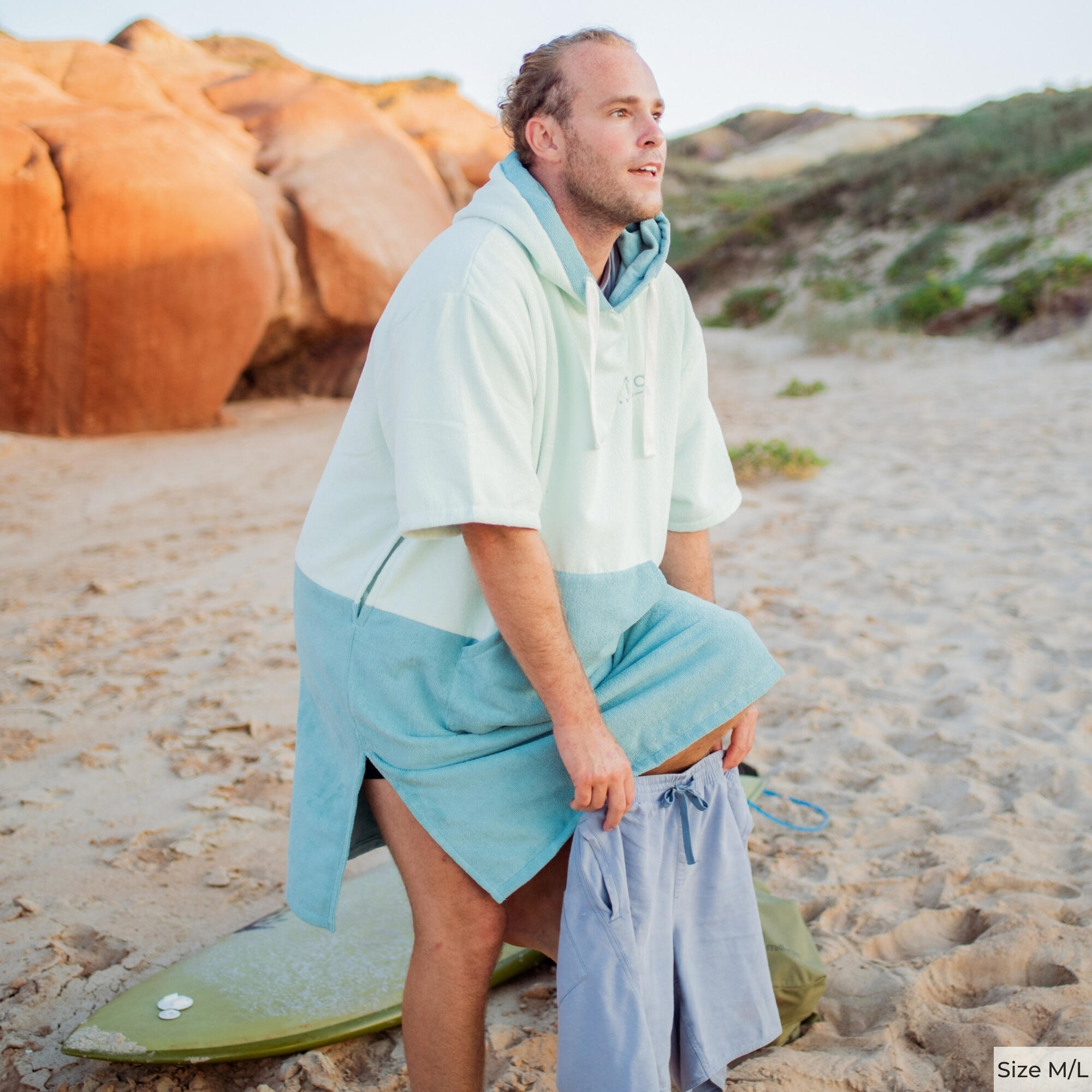 Original Unisex Towel Changing Poncho Robe - Seafoam Green / Turquoise Teal 3/9