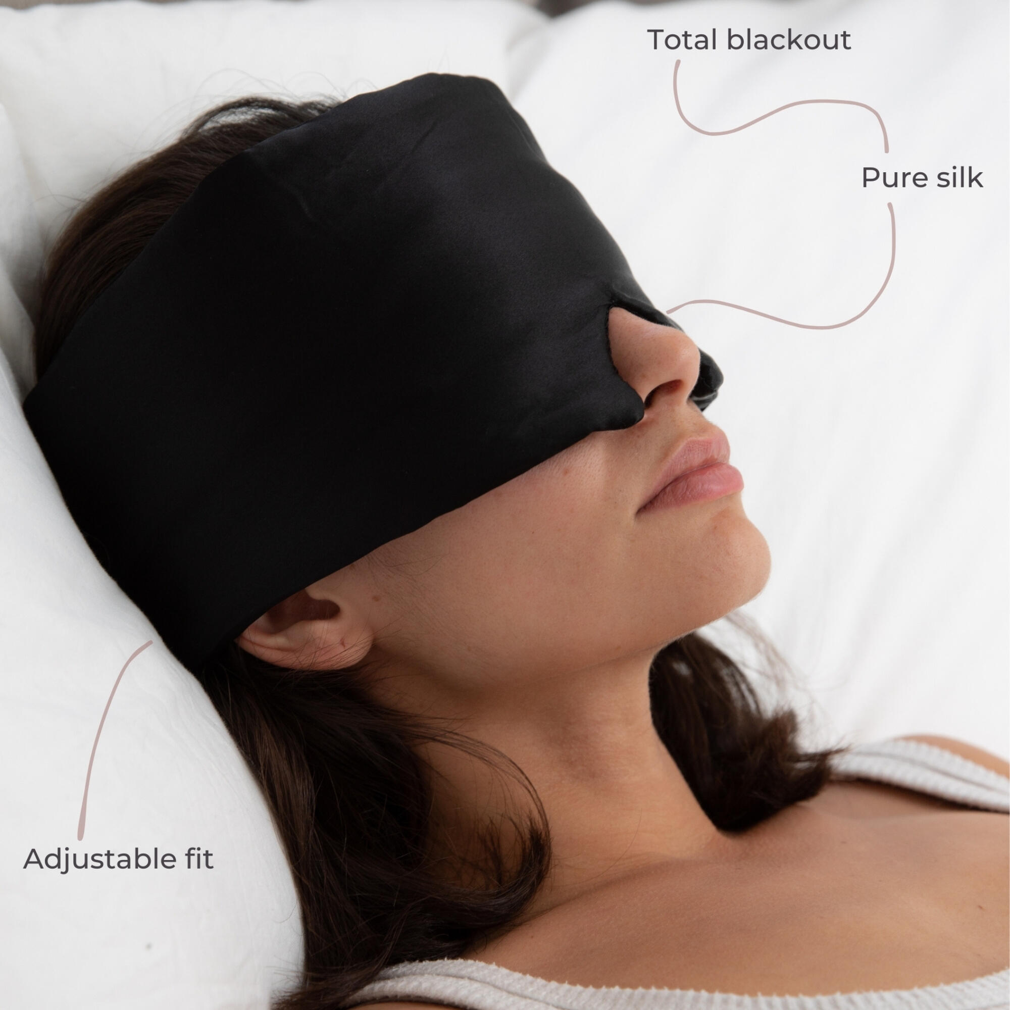 Luxury Unisex Silk Blackout Sleep Eye Mask - Midnight Black 3/9