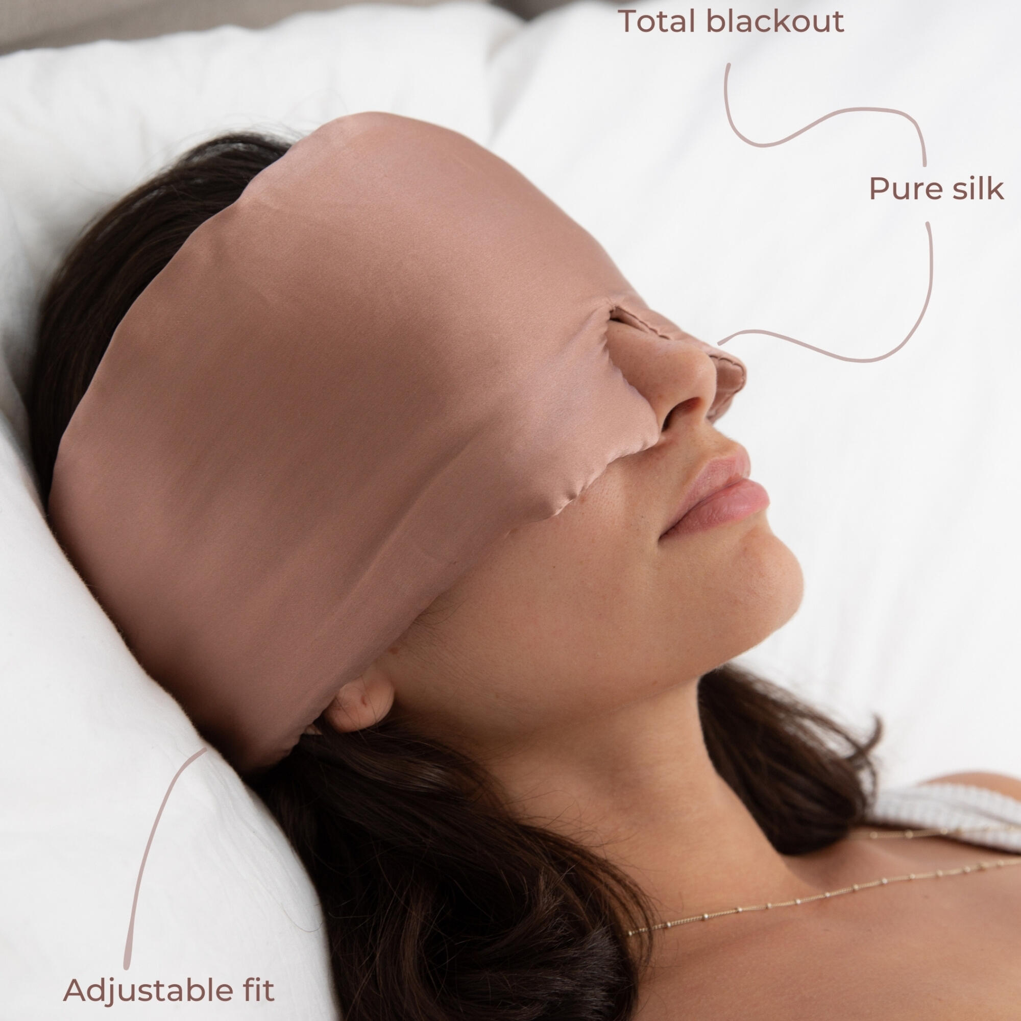 Luxury Unisex Silk Blackout Sleep Eye Mask - Misty Rose 4/9