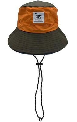 Waterdichte boonie hoed heren/dames - one size - opvouwbaar (oranje/olijf)