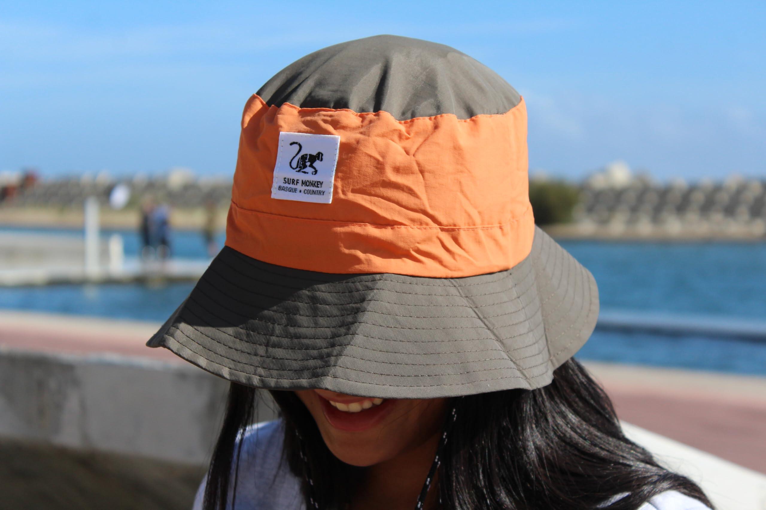 Chapeau de trekking imperméable – taille unique – pliable (Orange/Olive) 4/5