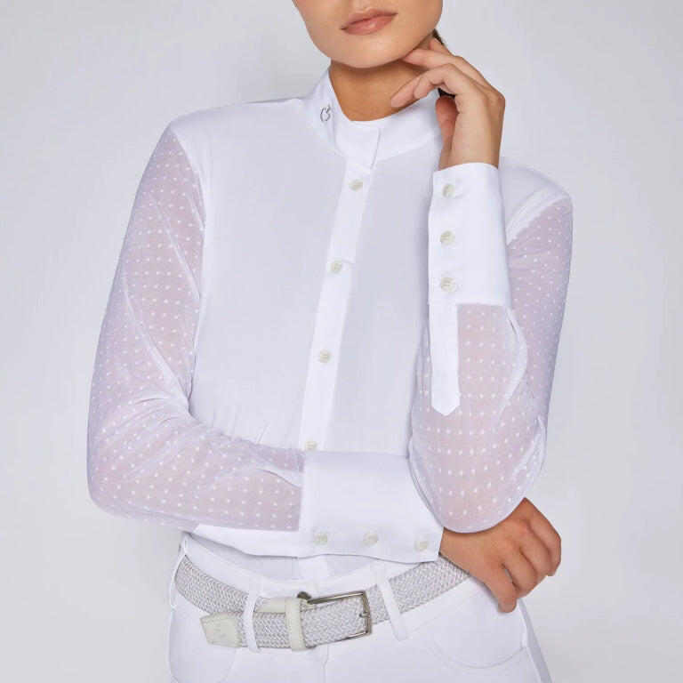CAVALLERIA TOSCANA Cavalleria Toscana Wedstrijd Shirt Long Sleeves Polka Dot Wit