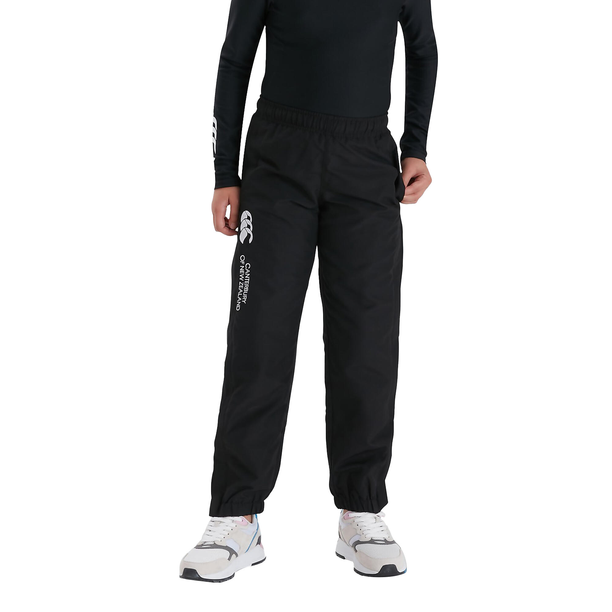 Childrens/Kids Stadium Cuffed Ankle Jogging Bottoms (Black/White) 3/3