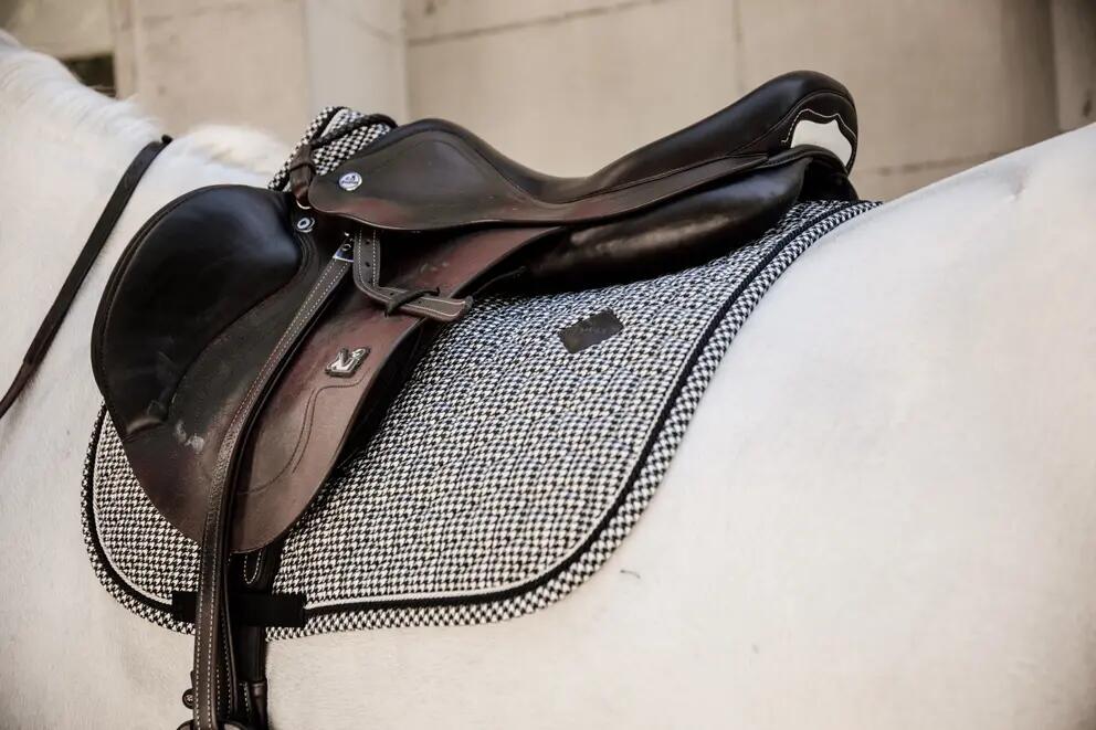 Tapis de selle pied de poule dressage choco 2/2