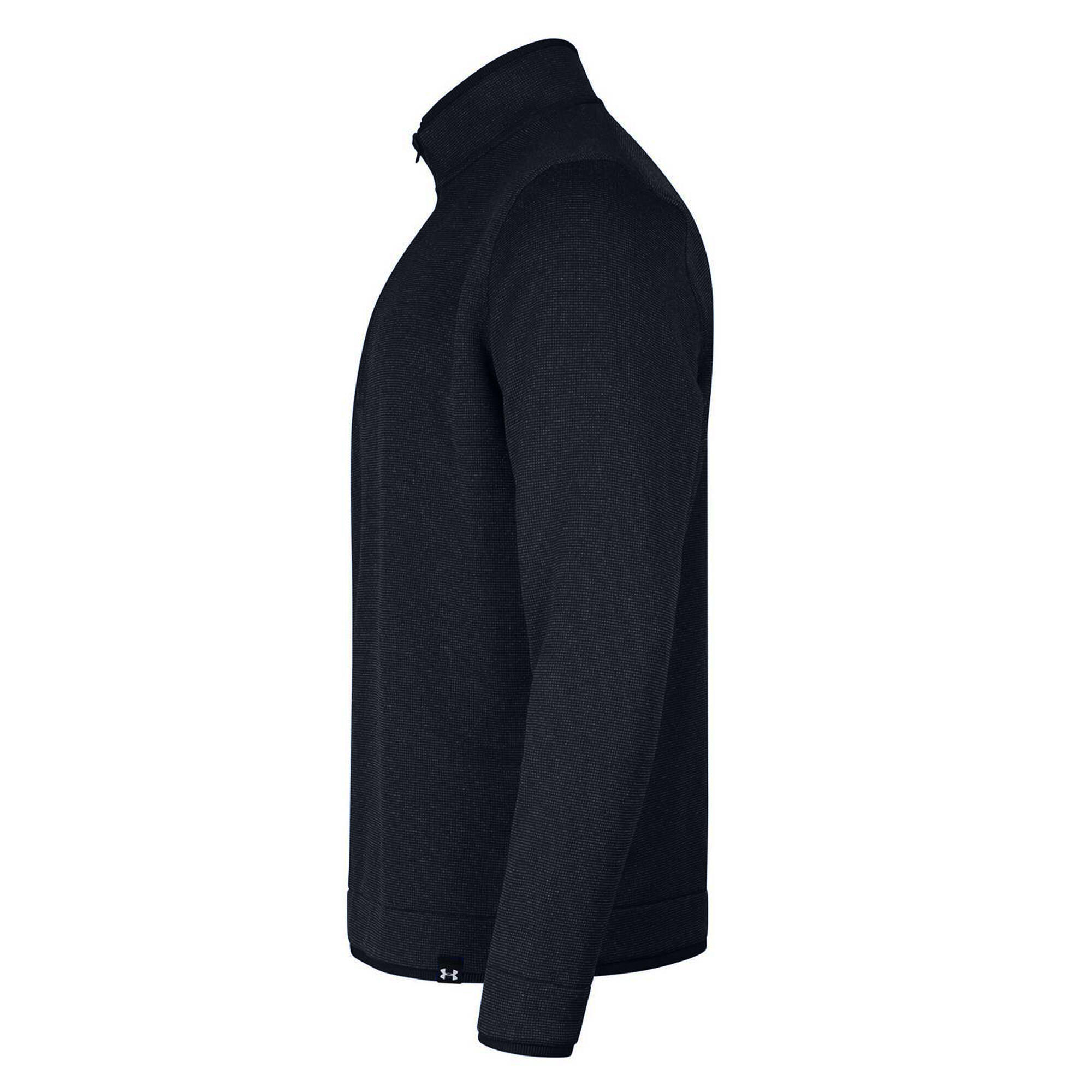 Maglia in pile da uomo Under Armour nera taglio regular con collo a tubo 3/4