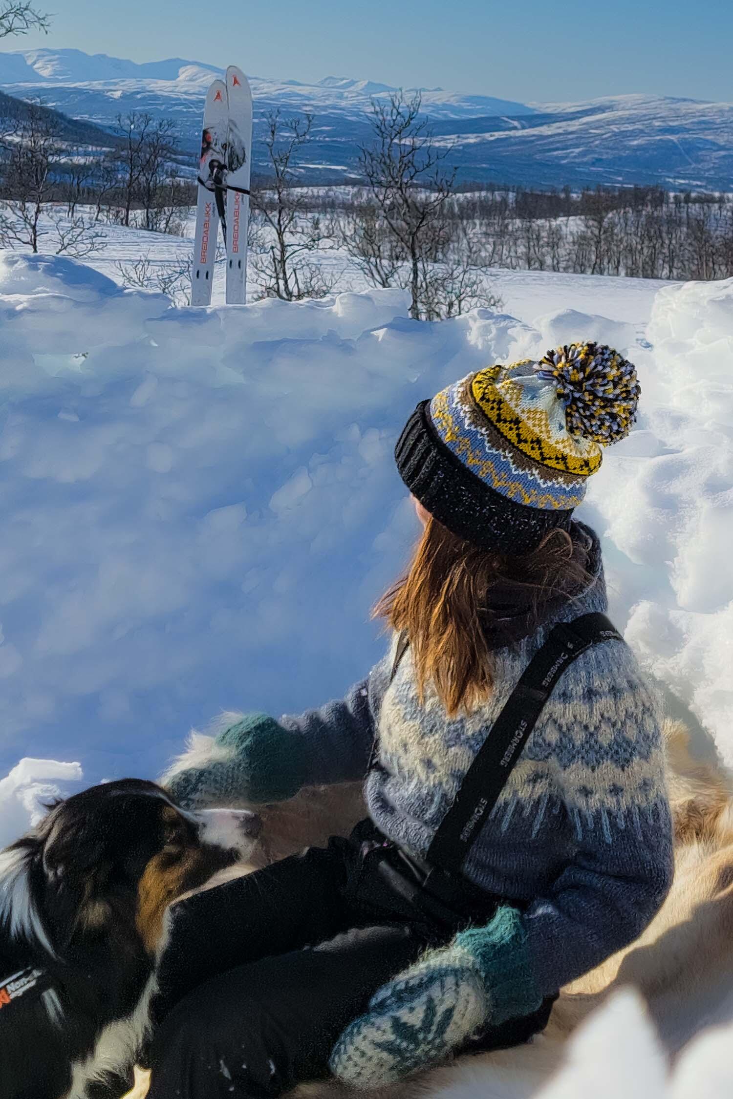 Midnight Sun Nordic Knit Hat 3/4