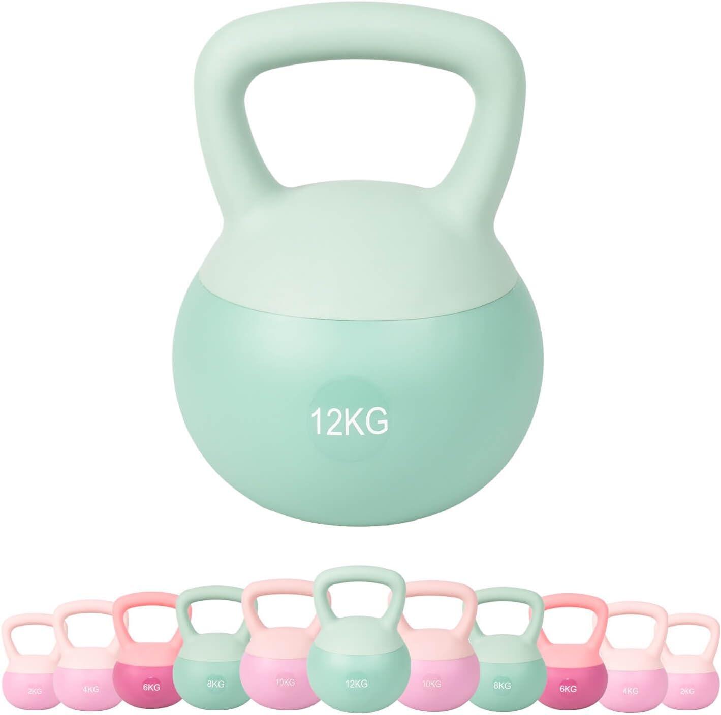 OZIO FITNESS Kettlebell Pesa Rusa PVC Suave Elástico 12 kg Verde Fitness