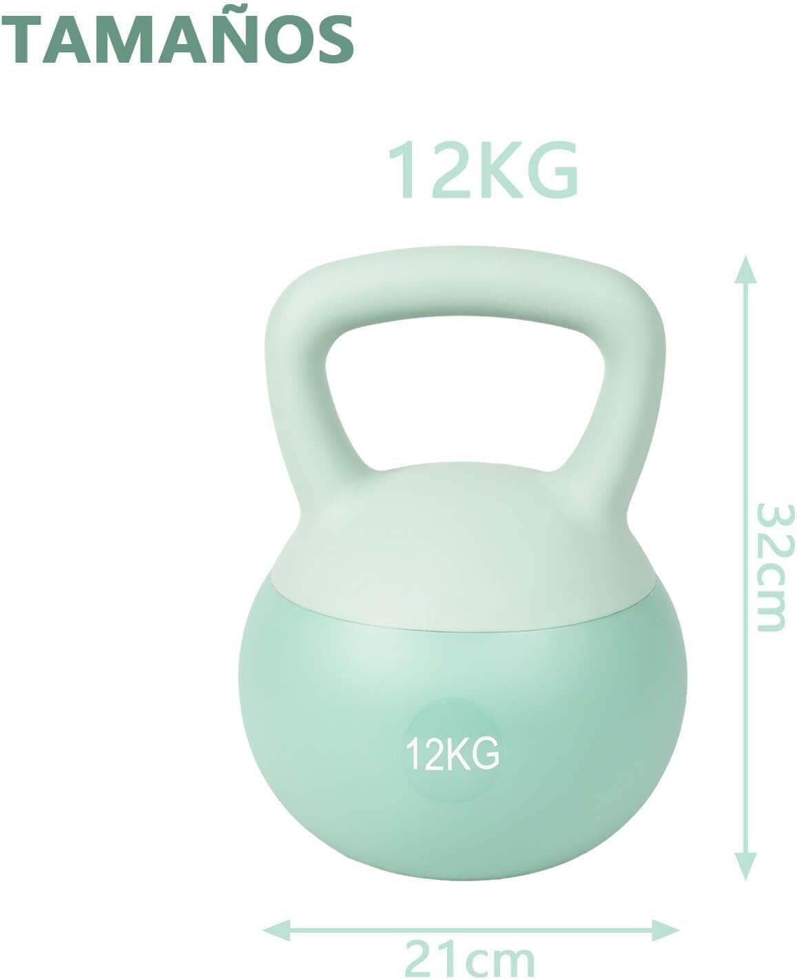 Kettlebell Pesa Rusa PVC Suave Elástico 12 kg Verde Fitness 3/3