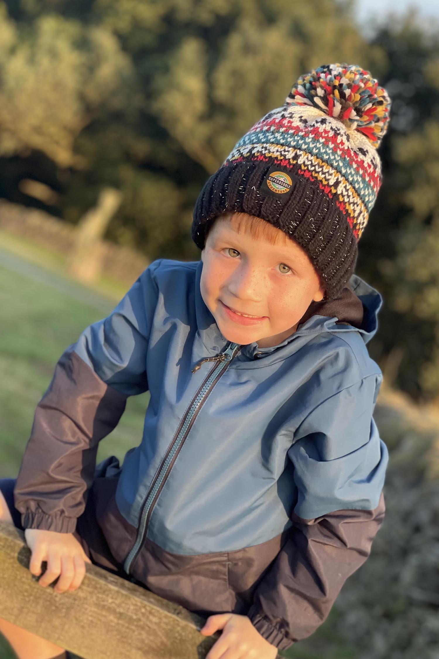 Kids Jet Black Nordic Knit Hat 4/4
