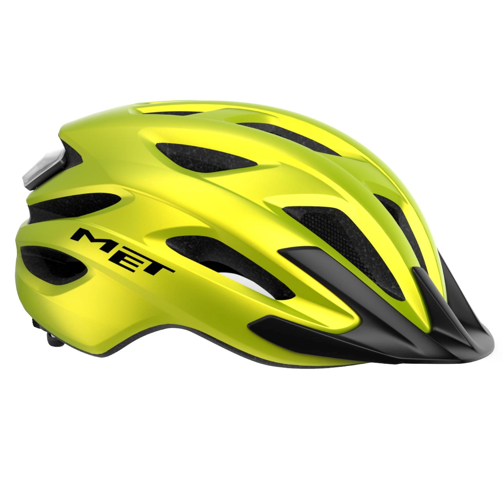 MET Crossover Helmet Lime Yellow Metallic Matt 2/4