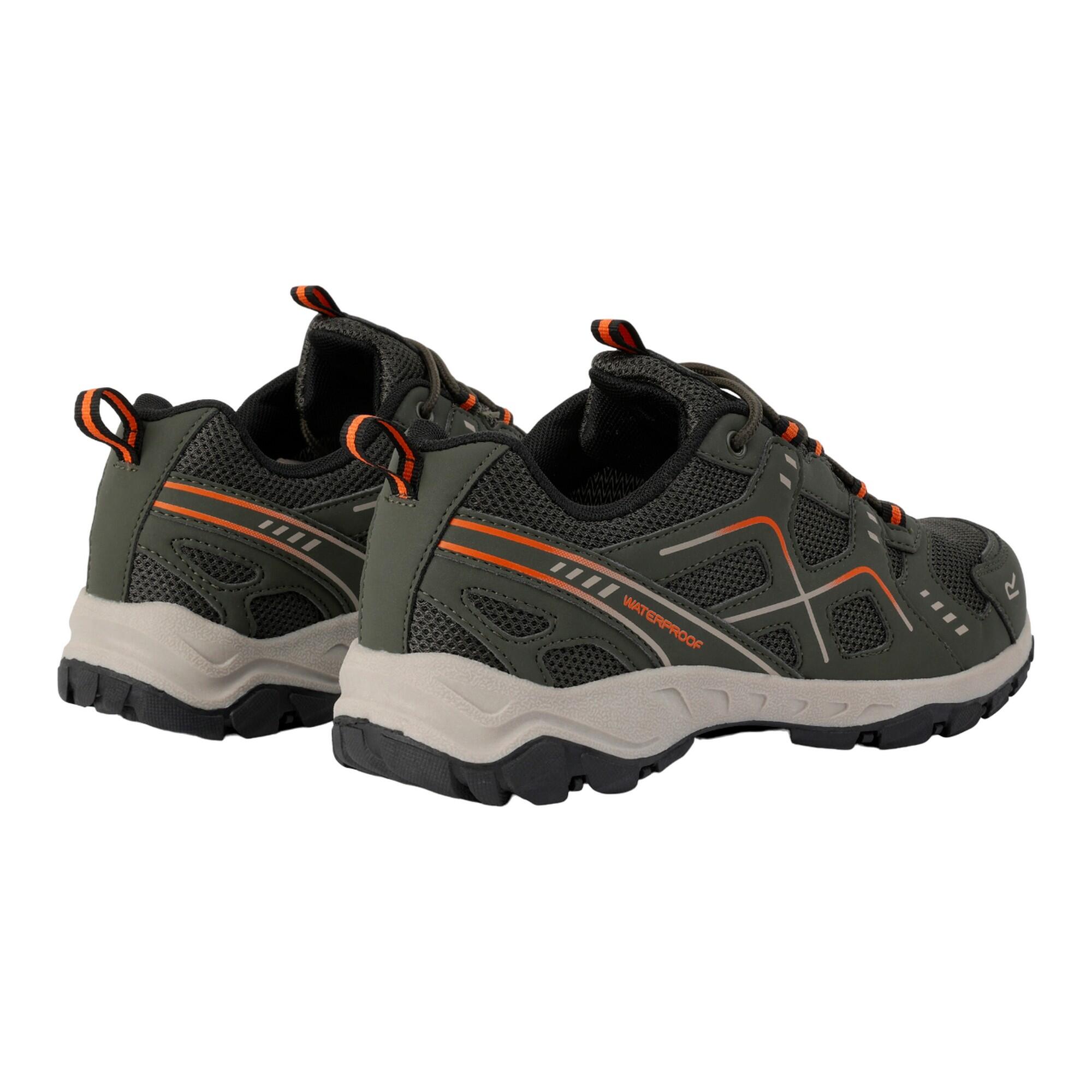 Mens Vendeavour Waterproof Walking Shoes (Dark Khaki/Blaze Orange) 2/5