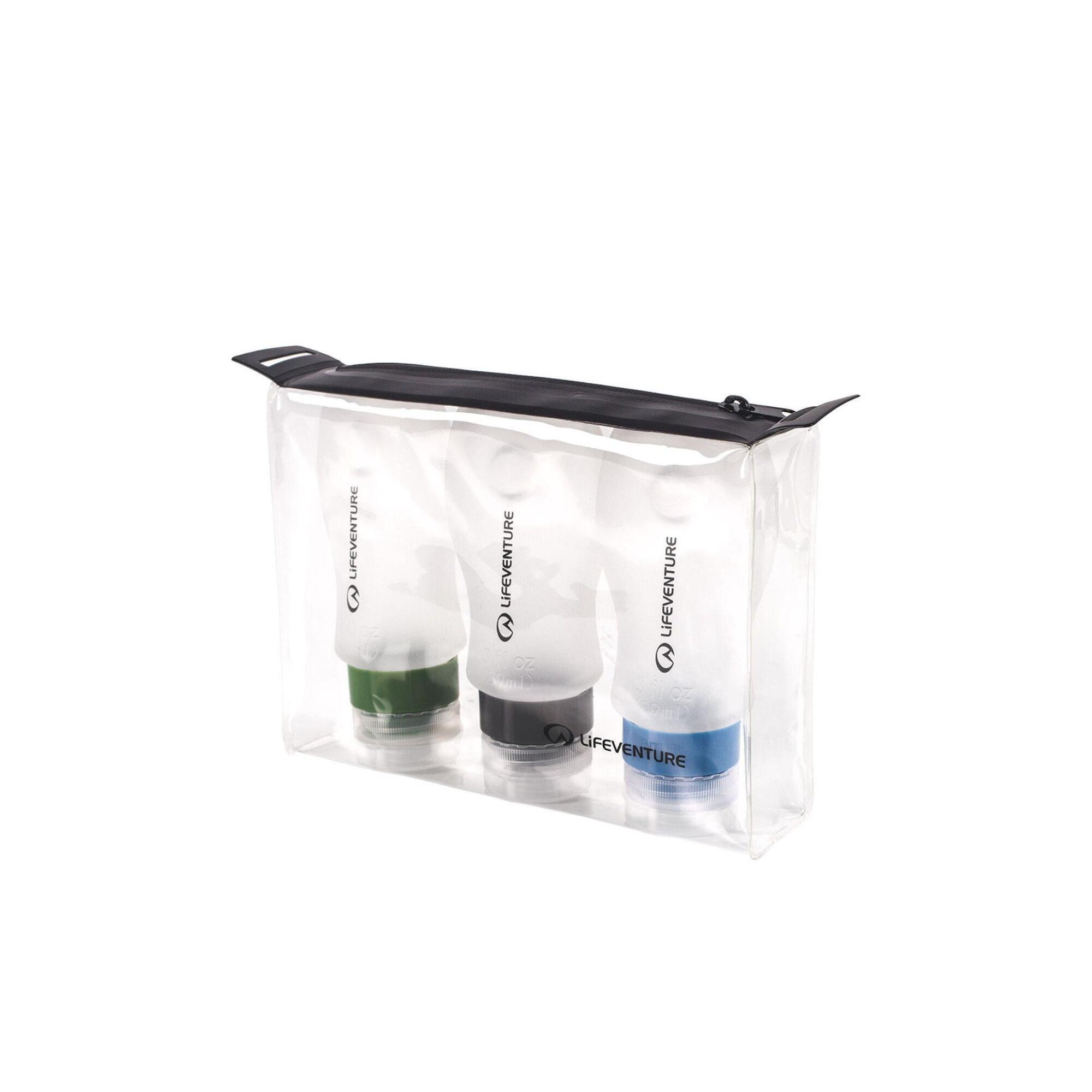 Lifeventure - Bouteilles De Voyage Silicone 3 X 89 Ml Pochette Tpu Zippée Anti‑fuite Compact - Flasque - Blanc - Decathlon