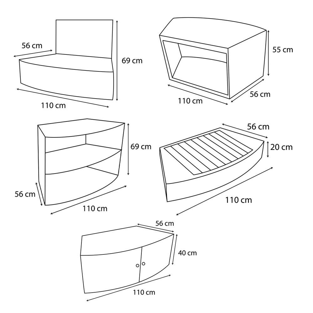 Mobilier pour Spa Semi-rigide Octopus - Ensemble de 5 modules 2/5