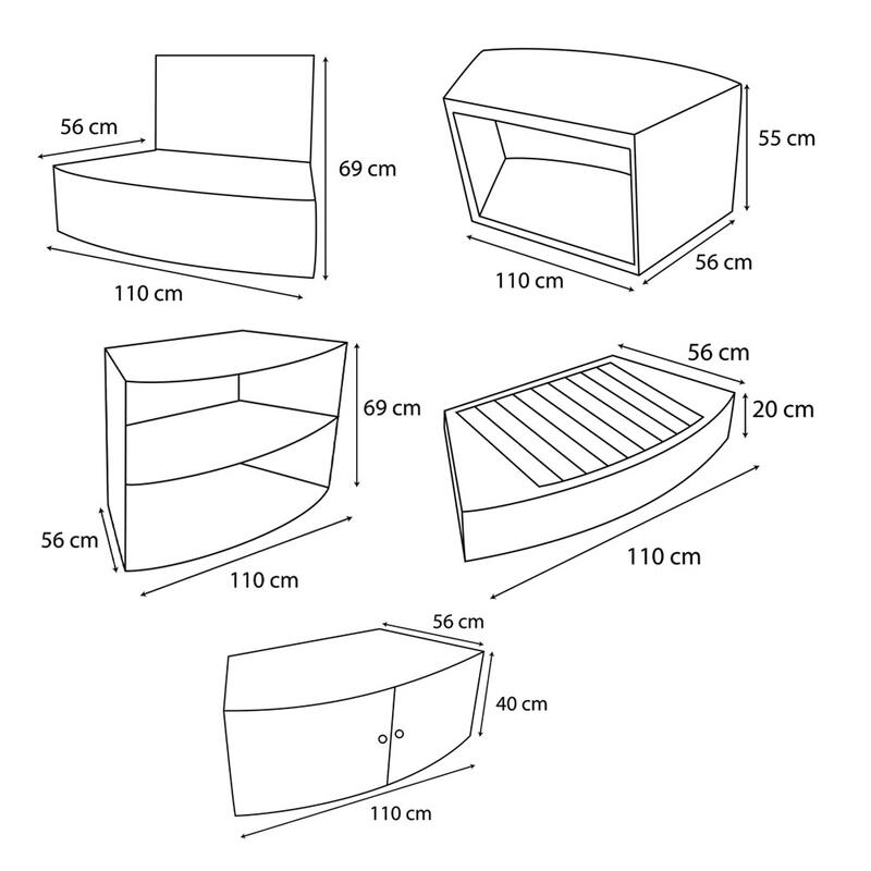Mobilier spa semi-rigid Octopus - Set de 5 module