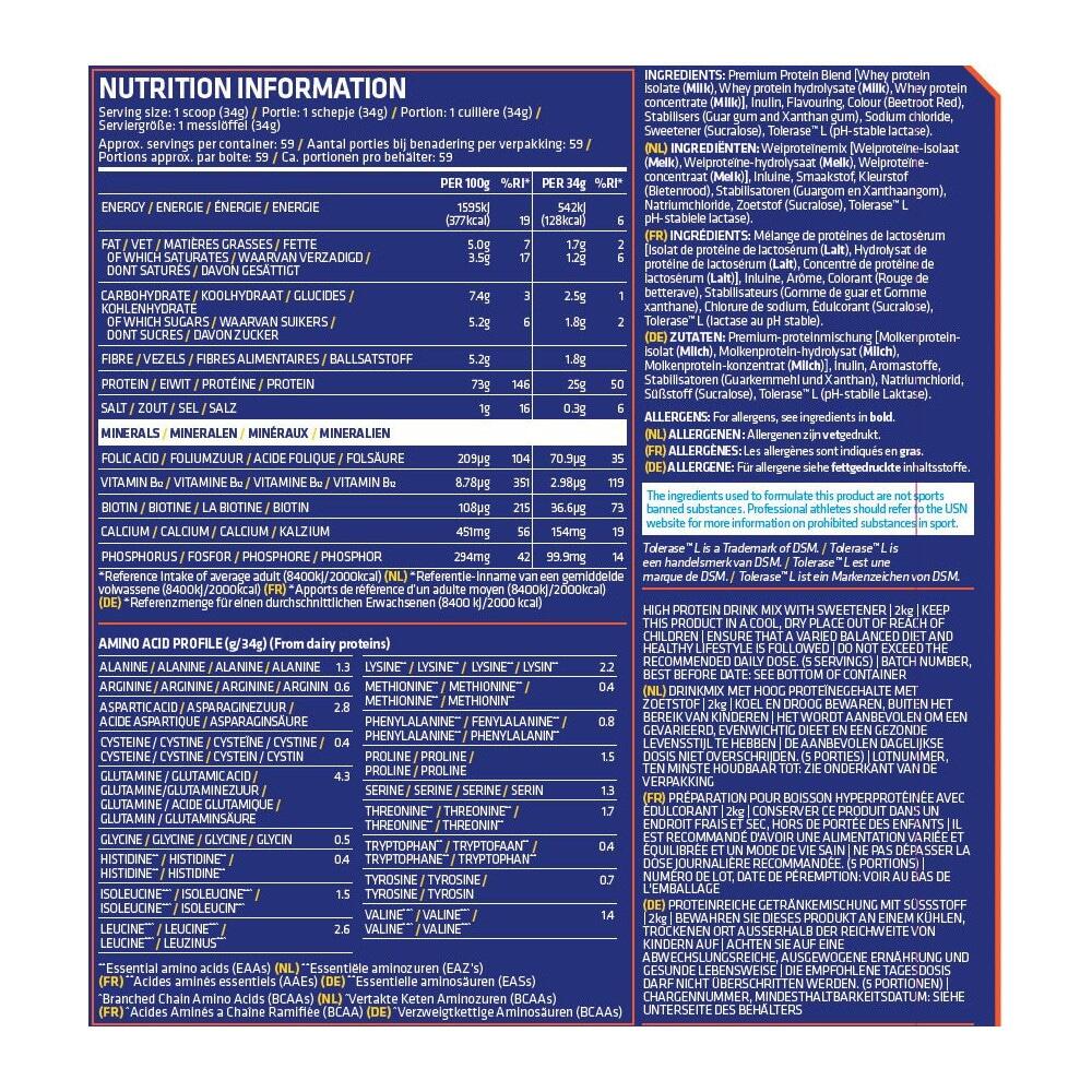 Proteine Whey - Blue Lab 100% Siero Di Latte (2 Kg) - Fragola 2/3