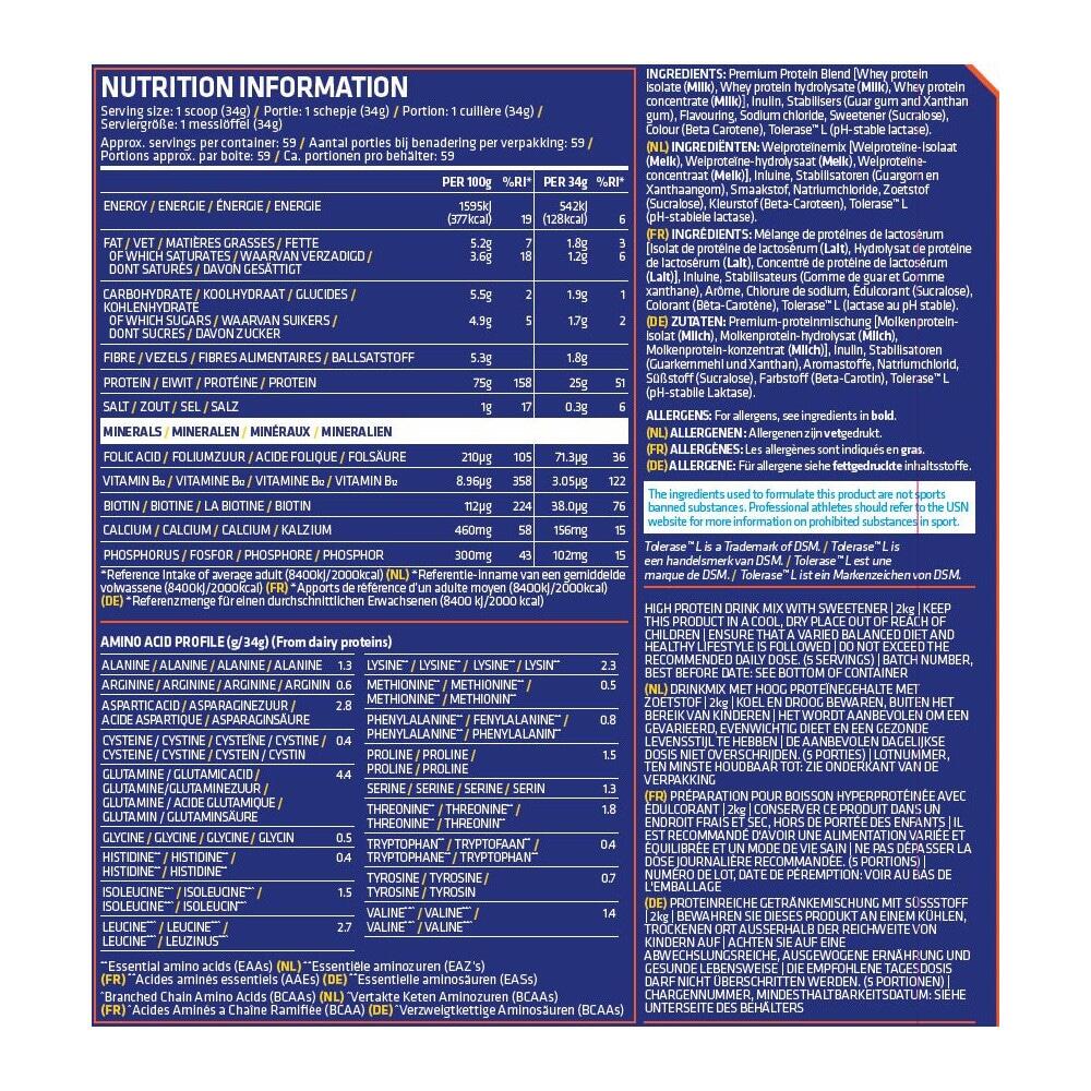 Wei-eiwit - Blue Lab 100% Wei (2kg) - Banaan 2/3