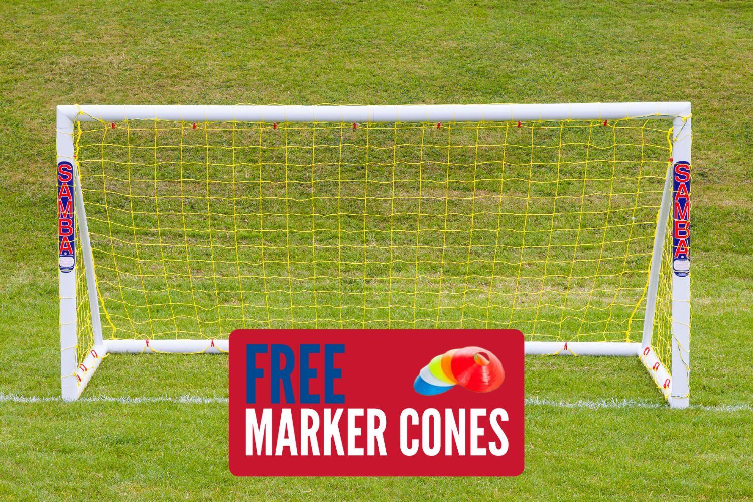 SAMBA 8ft x 4ft Trainer Football Goal WITH 5 Marker Cones