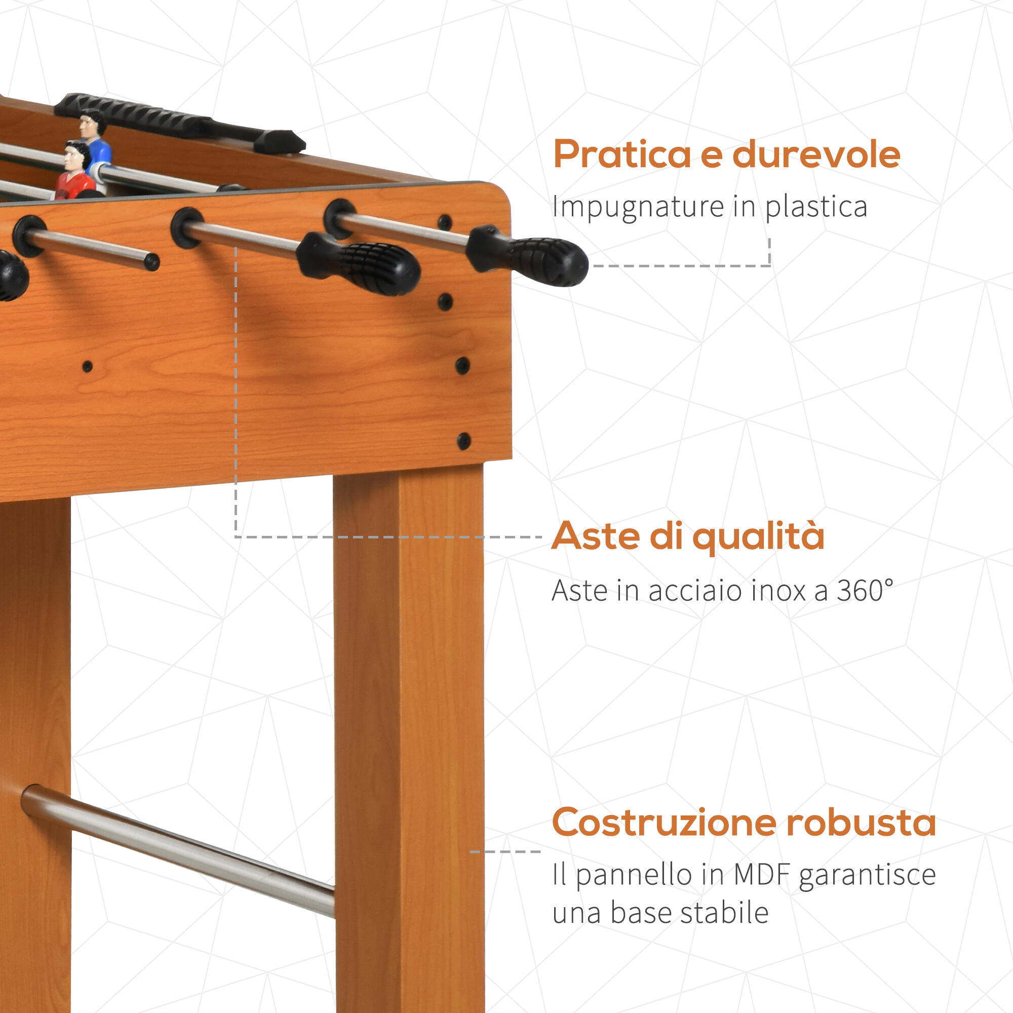 HOMCOM Calcio Balilla Professionale in MDF con 2 Palline Segnapunti 22 Giocatori 7/7