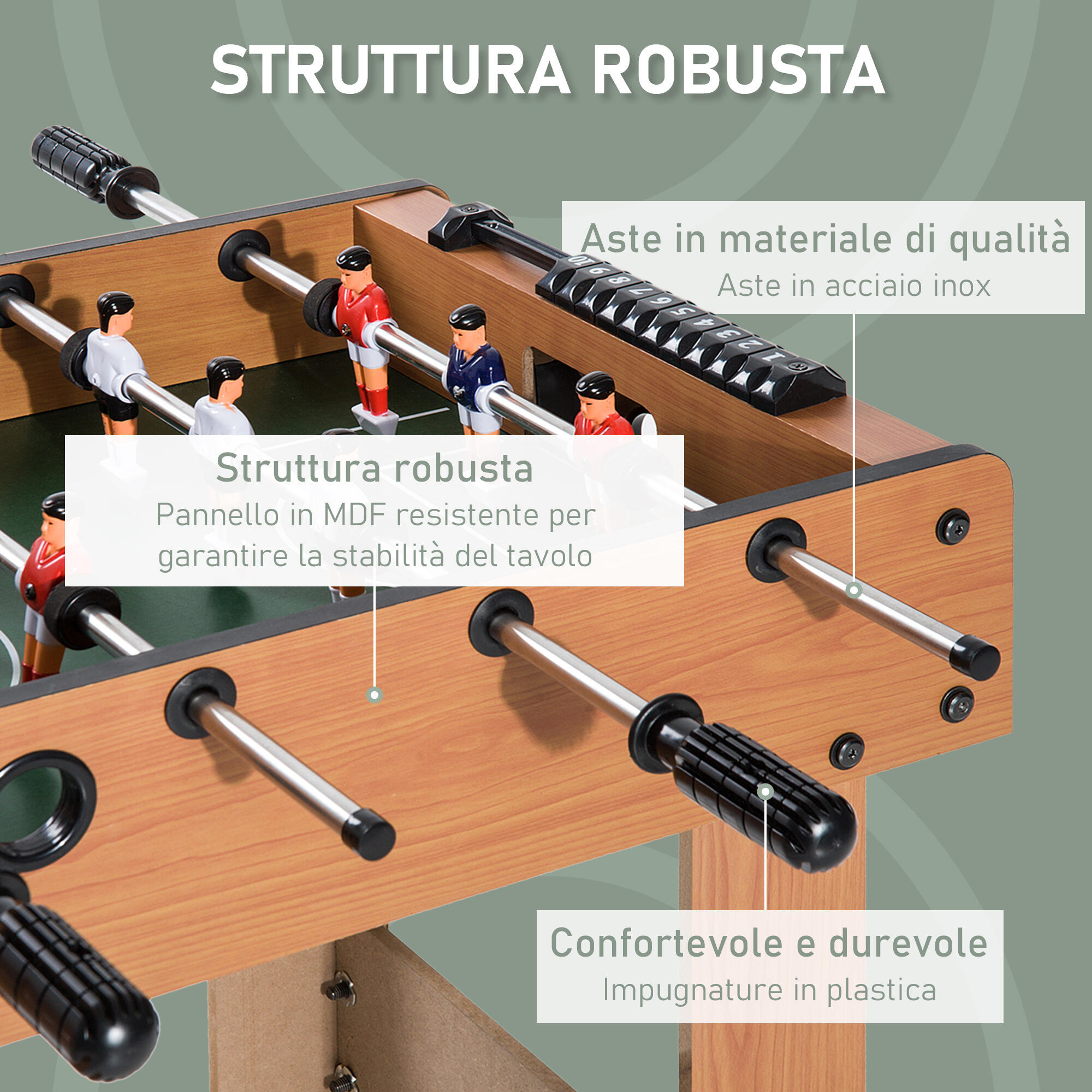 HOMCOM Calcio Balilla Professionale in Legno MDF, 87x43x78cm 5/7