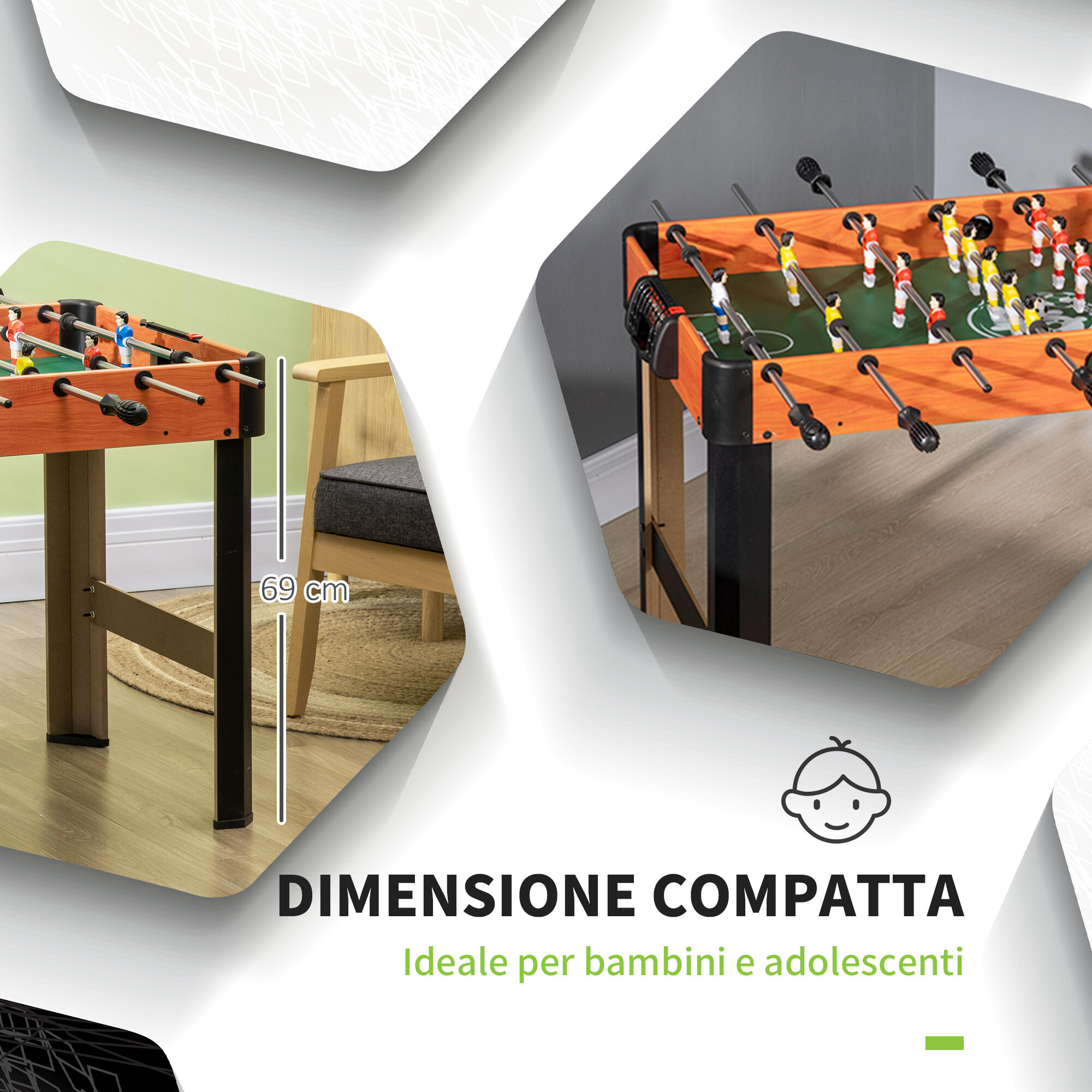HOMCOM Biliardino per Bambini con Segnapunti Manopole Antiscivolo e Palline 6/8