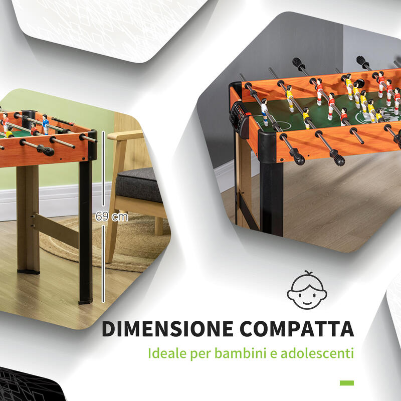 Masa de fotbal pentru adolescenti si copii, 118L x 104l x 69Hcm, MDF, Maro/Negru