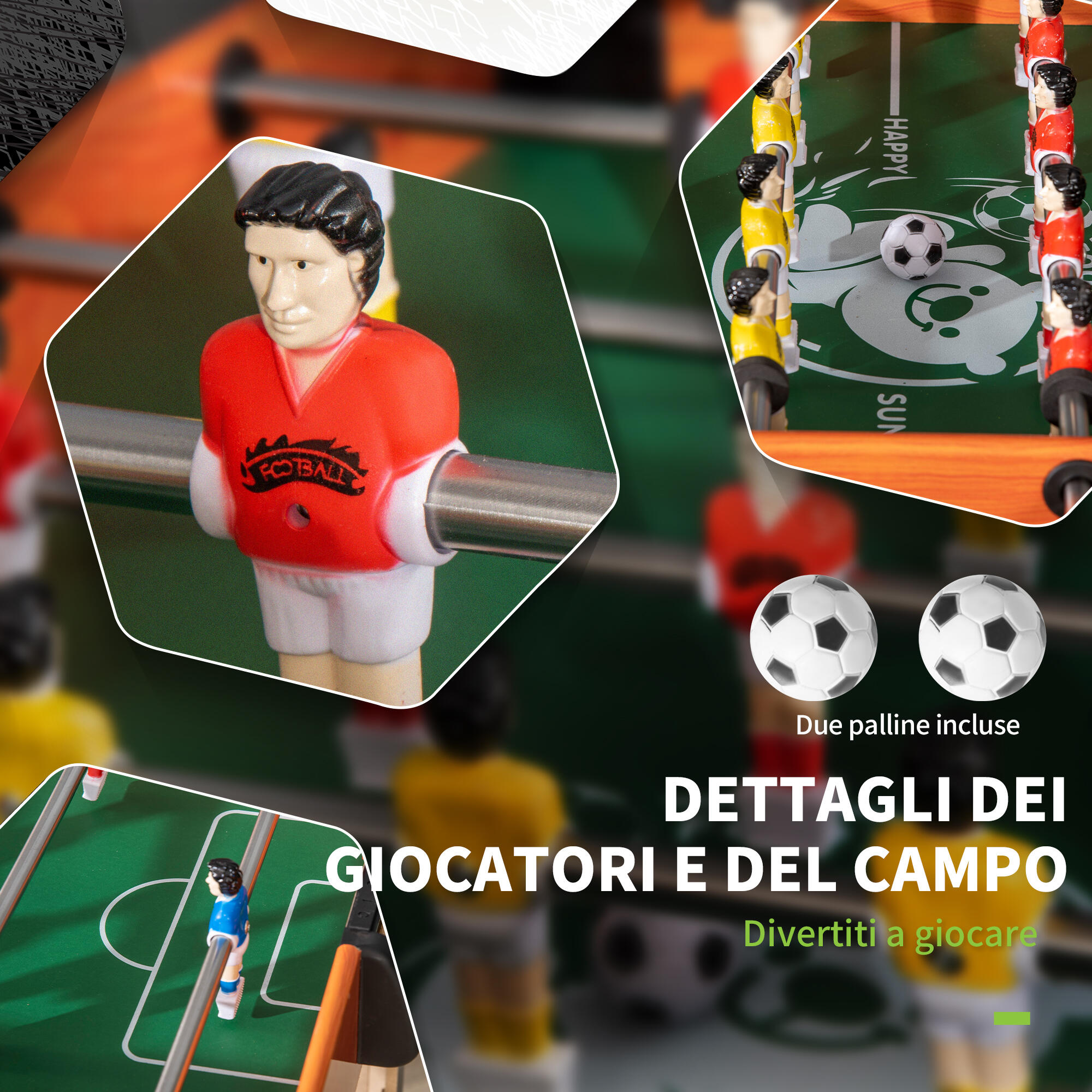 HOMCOM Biliardino per Bambini con Segnapunti Manopole Antiscivolo e Palline 7/8