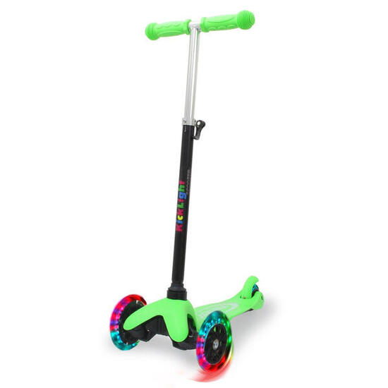 Trottinette - Enfants - roues LED, guidon réglable - KickLight - vert