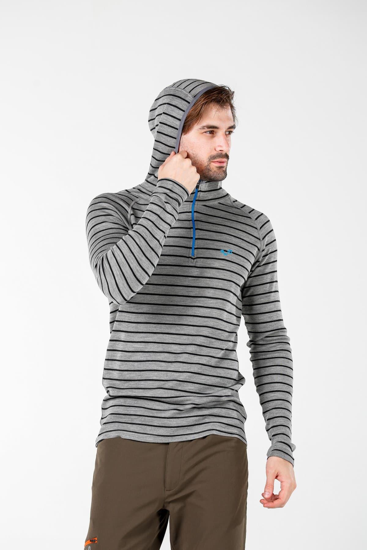 Bluza Turystyczna Męska Termoaktywna Woolona 100% Merino Thor z Kapturem 3/7